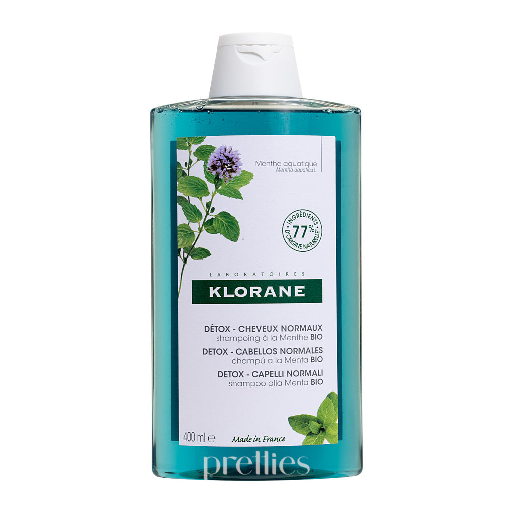KLORANE Organic Mint Detox Shampoo - 400ml for Deep Cleansing & Scalp Refreshment - Perfect for Oily Hair & Post-Workout Use