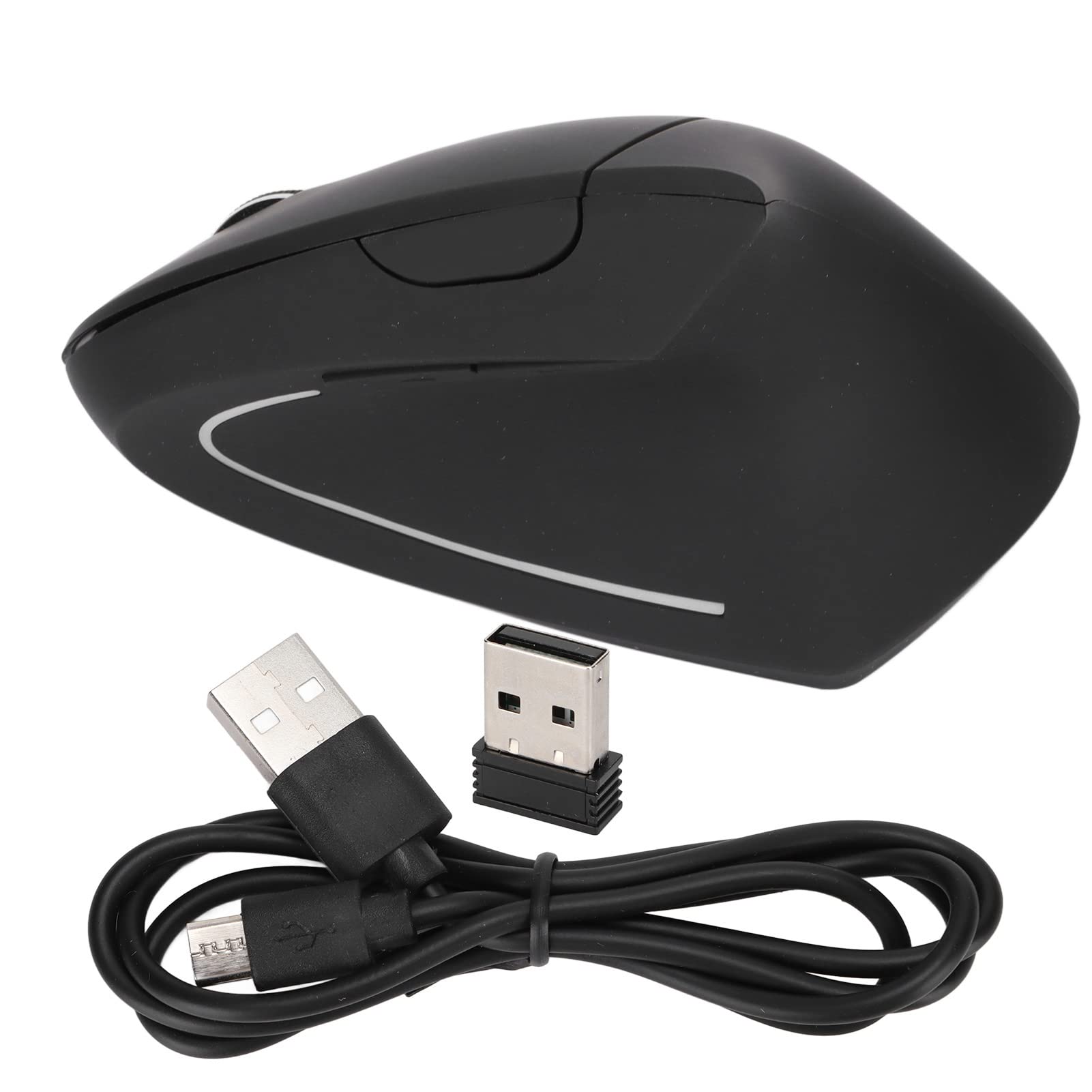 Heayzoki 2.4GHz Wireless Vertical Ergonomic Mouse - USB Rechargeable Computer Mouse with Receiver for Laptop, PC, Mac - Perfect for Home Office, Gaming & Long Work Sessions
