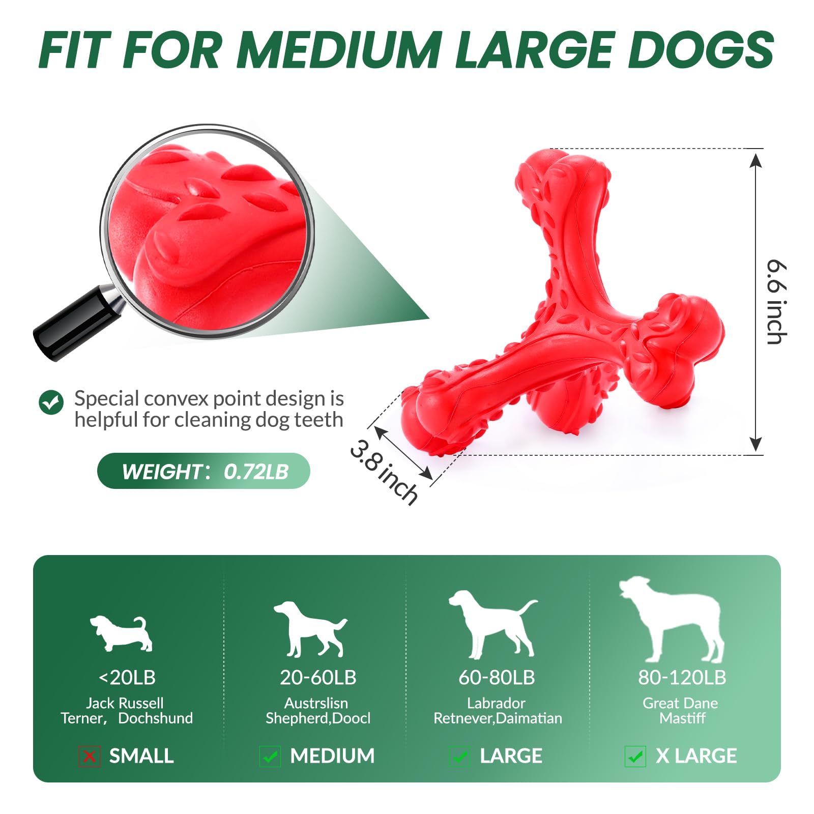 Durable Indestructible Dog Chew Toys for Aggressive Chewers - Large Breed Natural Rubber Bones with Teeth Cleaning | Perfect for Strong Chewers & Dental Health