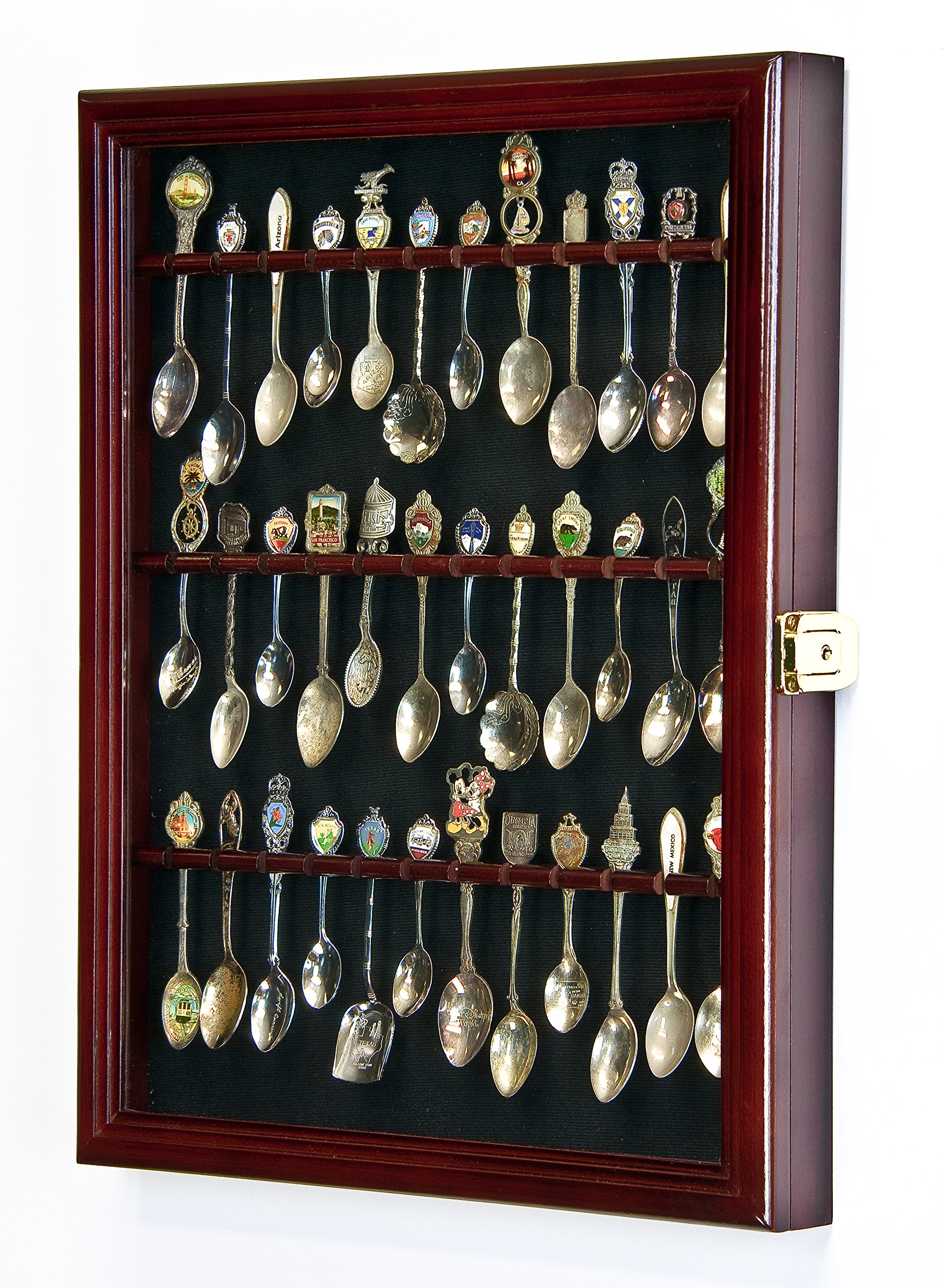 36 Spoon Display Case Wall Rack Cabinet Holder Box with 98% UV Protection & Lockable Design - Perfect for Kitchen, Restaurant, and Collectible Spoon Storage Organization