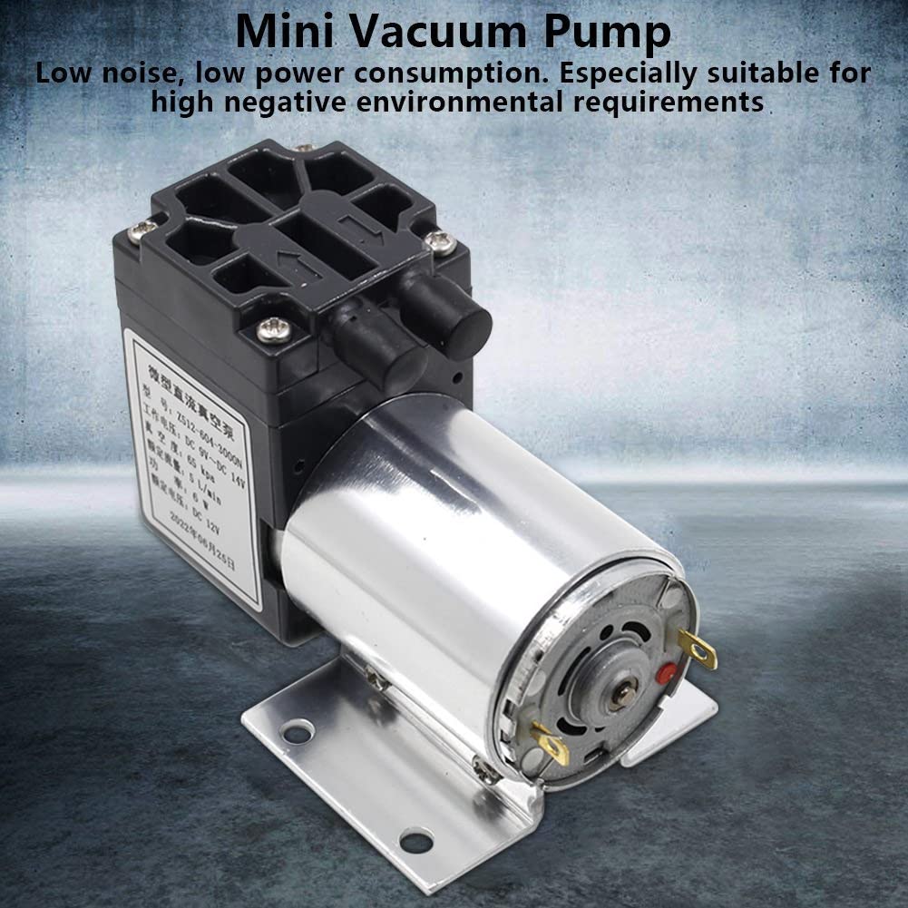 Novara Z512-604-3000N 12V DC Mini Negative Pressure Vacuum Pump - 5L/Min Flow Rate, 65-120Kpa Air Pressure, Compact Design with Mounting Bracket - Ideal for Medical Devices, Laboratory Equipment & DIY Projects