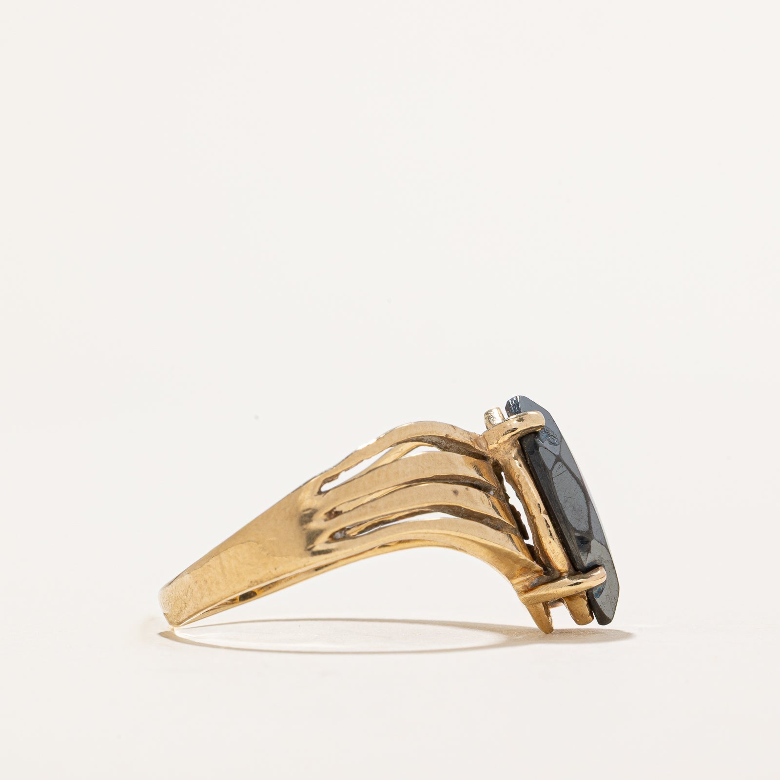 Hematite Chevron Ring - 2.62 Carat Natural Stone Jewelry - Size 8.75 - Adjustable Statement Ring for Women - Perfect for Boho Fashion, Gift Giving & Everyday Wear