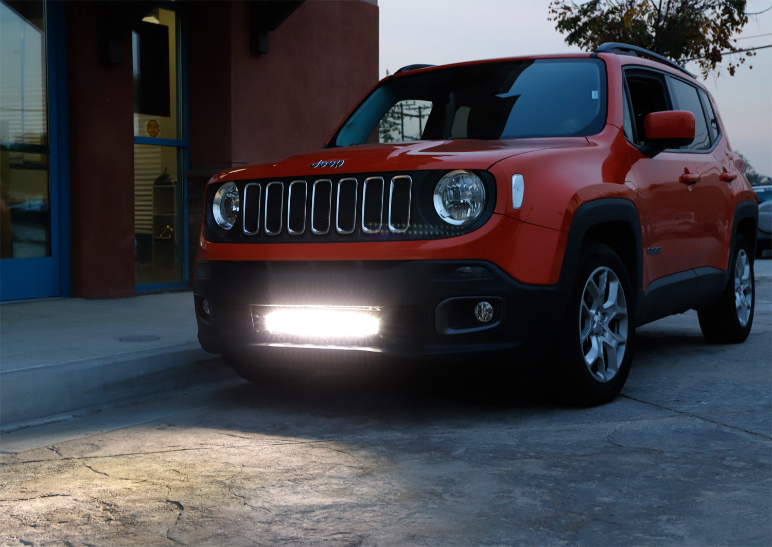 120W LED Light Bar with Behind Grille Mounts & Wiring Kit - Compatible with 2015+ Jeep Renegade - Off-Road, Camping, Night Driving & Emergency Lighting