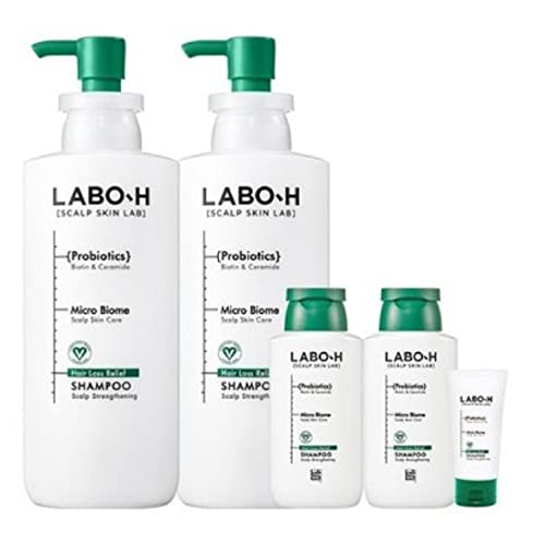 LABO-H Probiotics Hair Loss Treatment Shampoo Set - 400ml Anti-Hair Fall Shampoo + 180ml Scalp Strengthening Shampoo + 50ml Hair Growth Treatment | For Thinning Hair & Scalp Care | Men & Women | Daily Hair Loss Prevention Routine