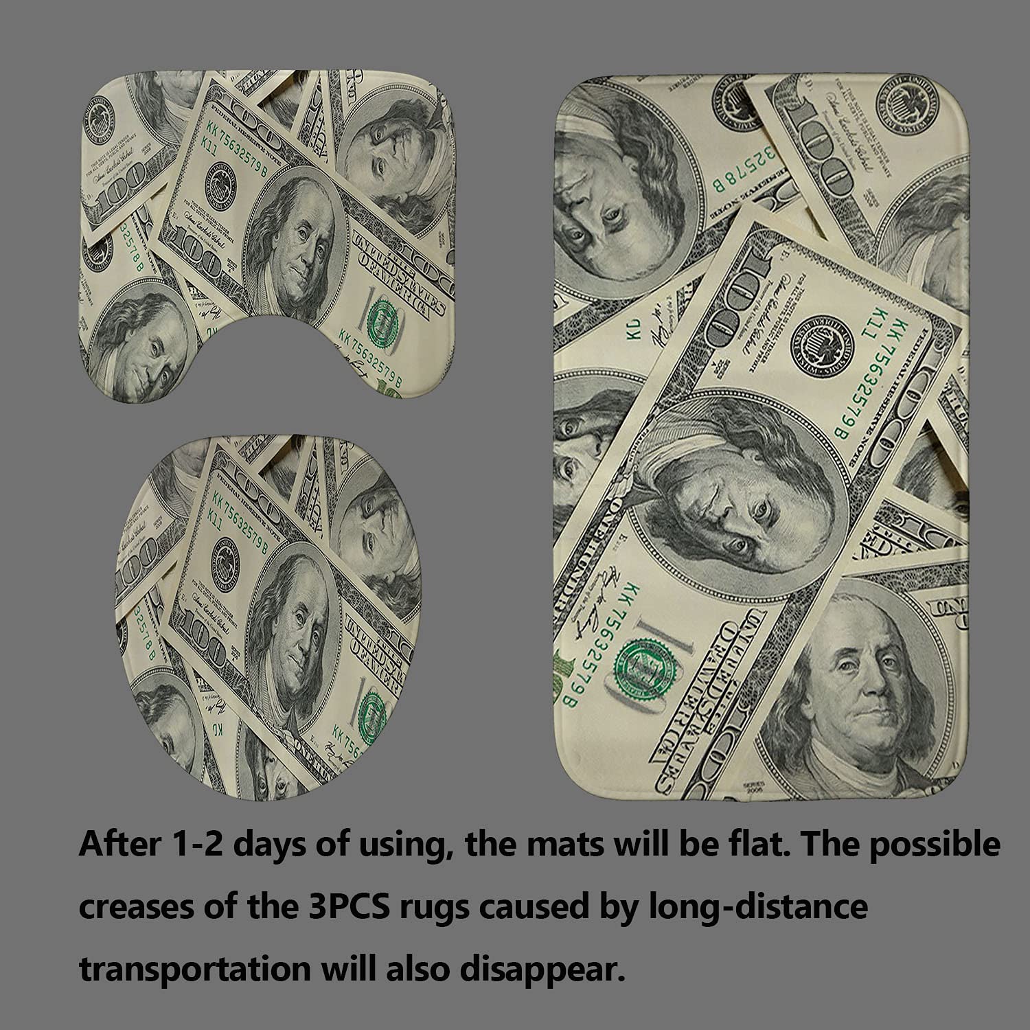 4PCS Luxury Money Shower Curtain Set - Waterproof US Dollar Bill Design Bathroom Decor with Non-Slip Rugs | Modern Cash Theme for Bath & Shower - Perfect for Themed Parties, Bachelor Pads & Unique Home Decor