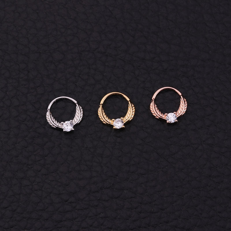 18K Rose Gold Indian Nose Ring Hoop Septum Clicker Jewelry - ER8510 | Elegant Body Piercing for Women, Perfect for Parties, Weddings & Festivals
