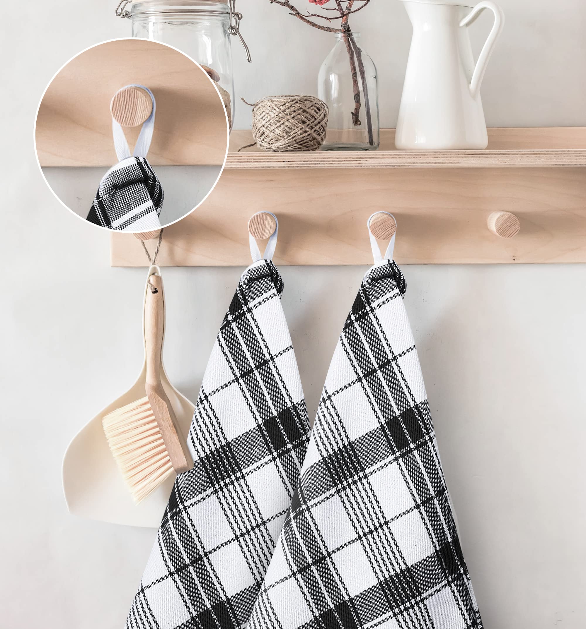 Utopia Towels 12-Pack Black & White Dish Towels - 15x25 Inch 100% Ring Spun Cotton Kitchen Towels | Super Absorbent, Reusable Cleaning & Tea Towels Set for Drying Dishes, Wiping Countertops & Hand Towels