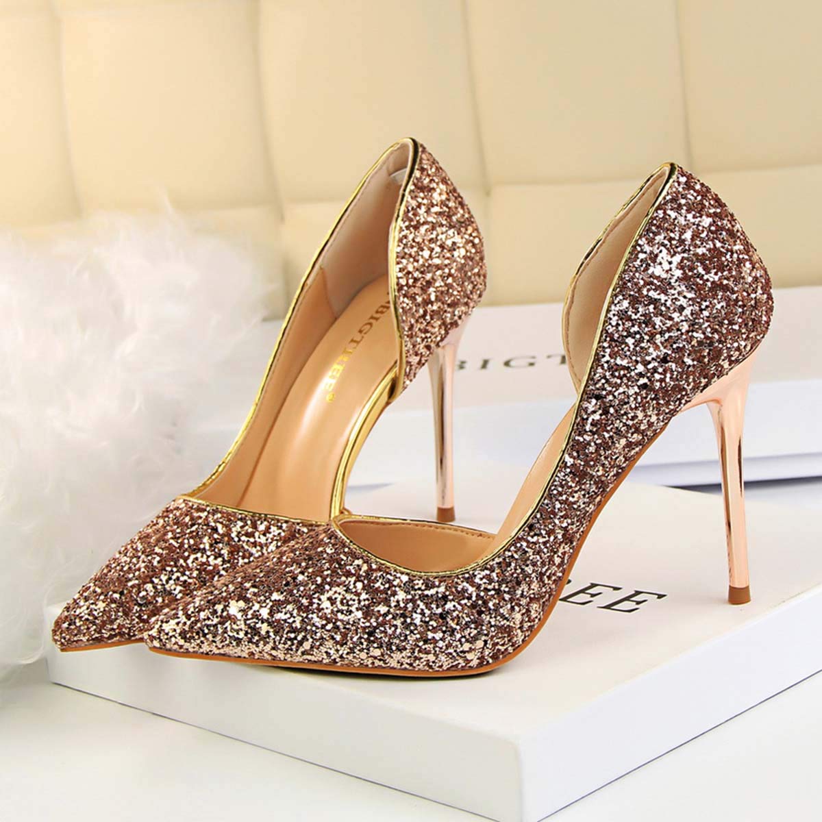 JOEupin Women's Stiletto High Heel Pumps - Sexy Pointed Toe Dress Shoes for Wedding, Party & Evening Wear | Comfortable Semi-Open Design for Women's Formal Occasions