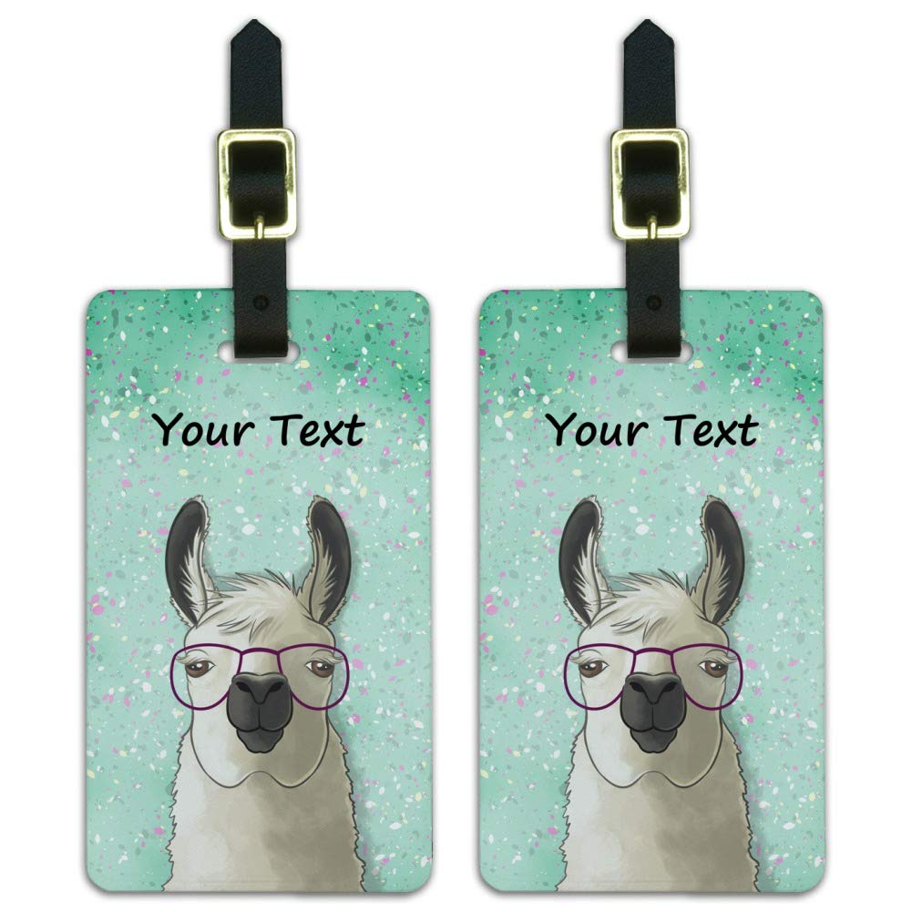 Personalized Hip Llama Glasses - 2 Pack Customizable Luggage ID Tags & Cards for Travel Accessories | Perfect for Suitcases, Backpacks & Carry-Ons