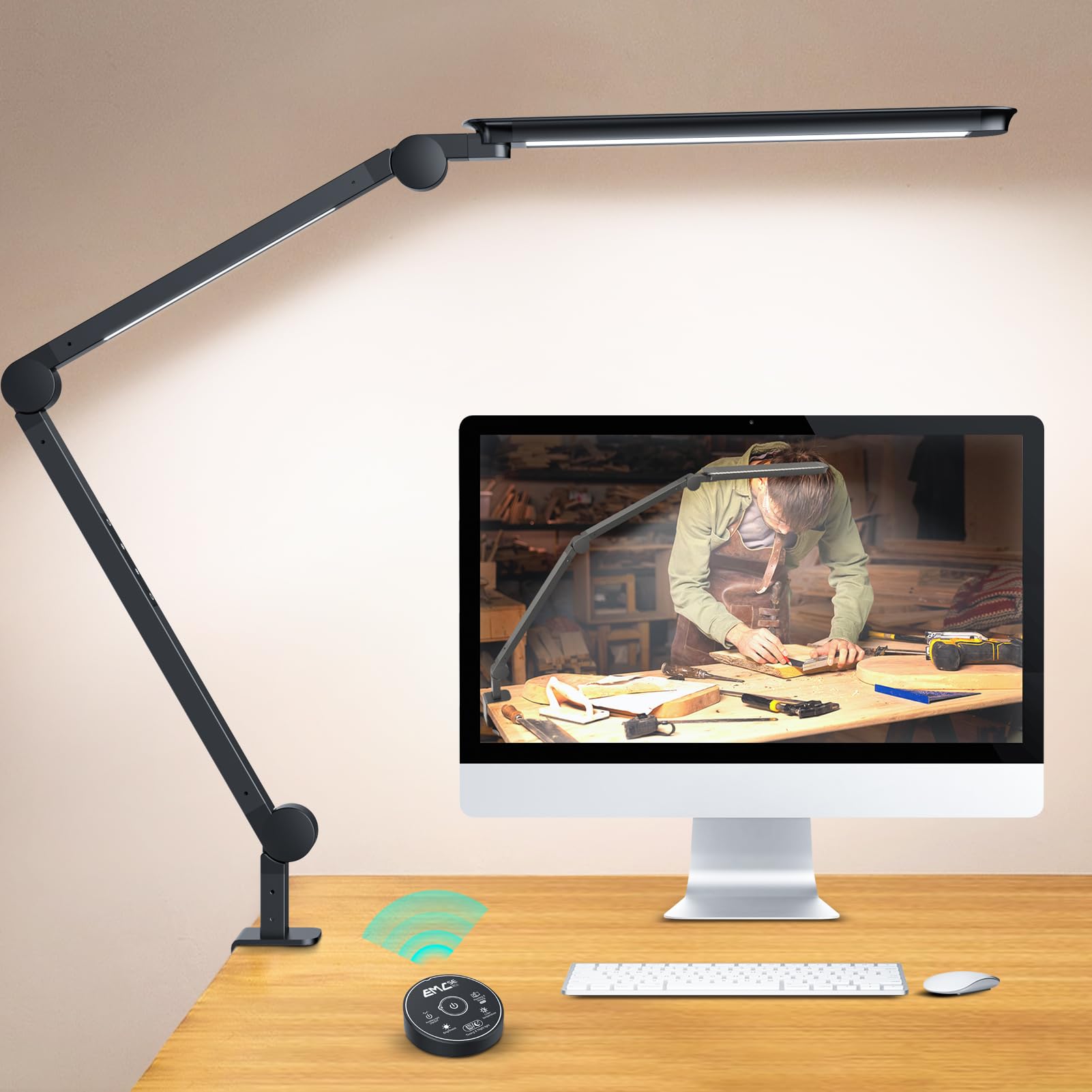 Ultra-Bright LED Desk Lamp with Clamp - Adjustable Swing Arm Architect Task Light with 4 Color Modes & Stepless Dimming - Eye-Caring Table Lamp for Home Office, Study, Reading & Workbench - Perfect for Night Work, Crafting & Detailed Tasks