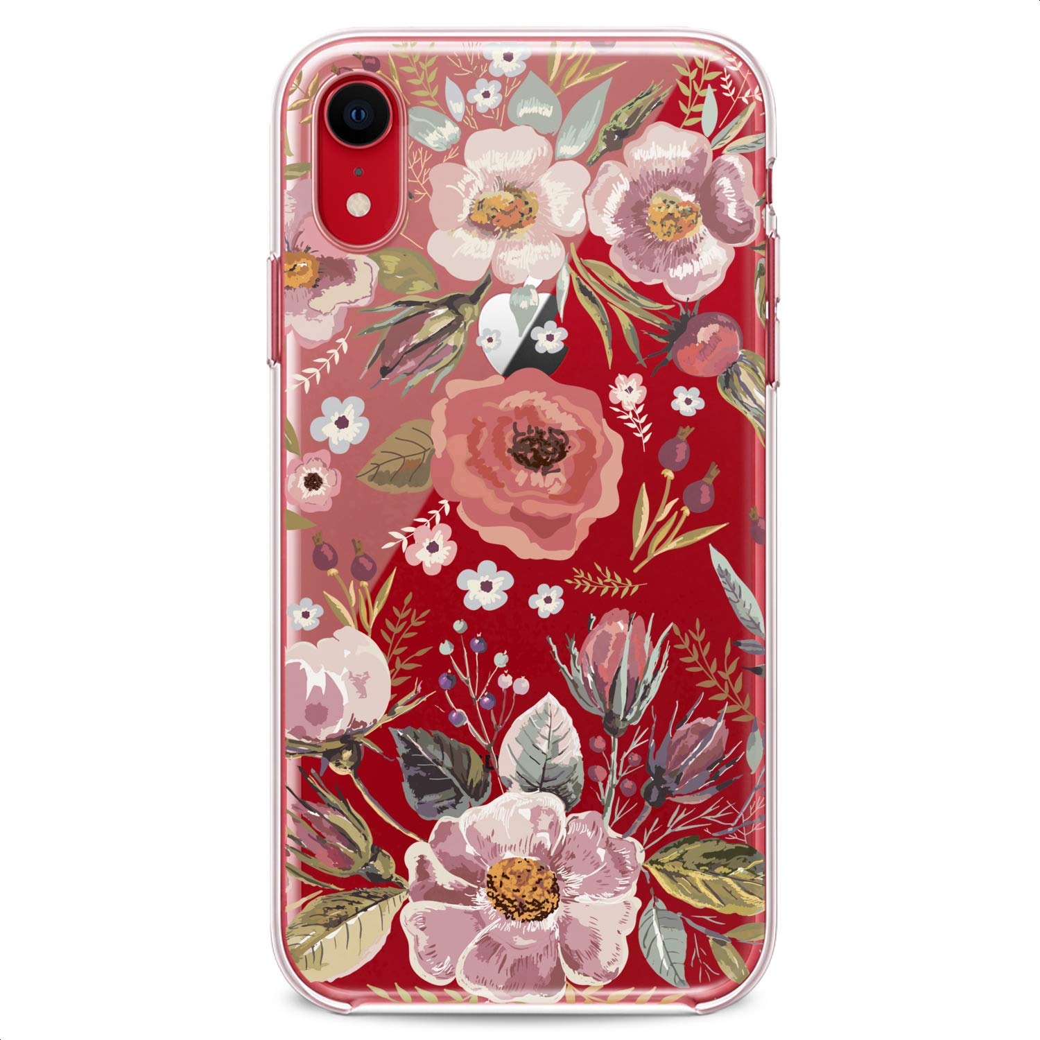 Premium Floral TPU Phone Case for iPhone 16/15/14/13/12/11 Pro Max/Plus/Mini/XS/XR/X/8+/7/6/5/SE - Slim Clear Flexible Silicone Cover with Poppy Roses & Blossom Flower Design - Perfect for Everyday Protection & Style Enhancement