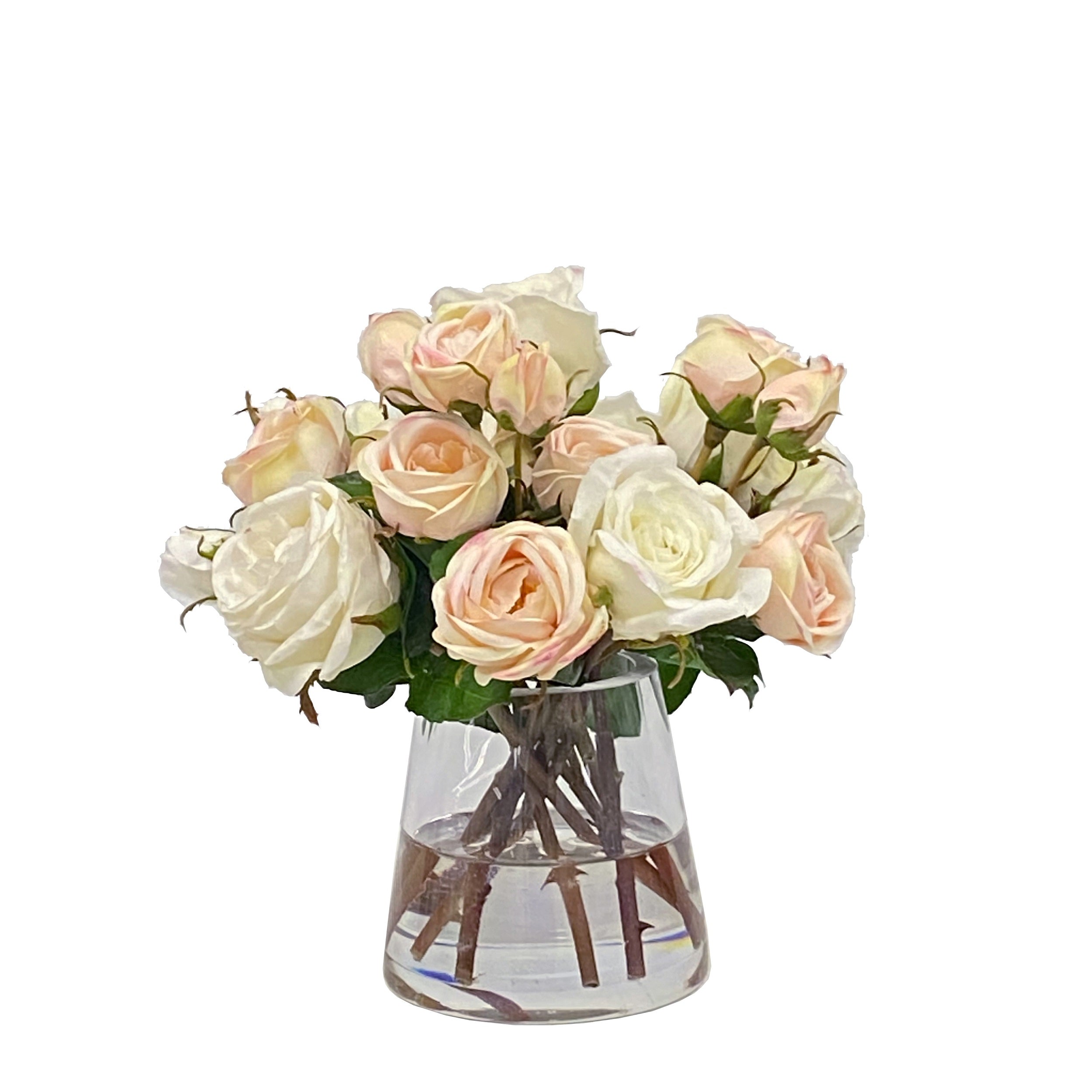 Elegant Fresh Roses in Glass Vase - Perfect for Home Decor, Wedding Centerpieces & Romantic Gifts