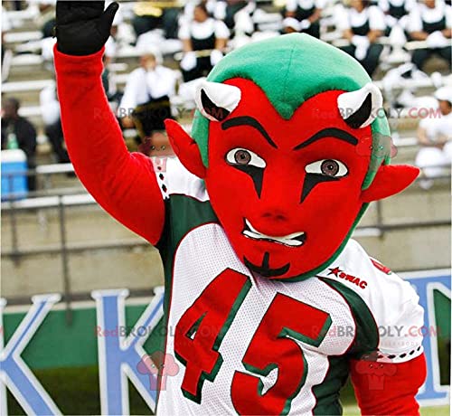 SPOTSOUND Red & Green Devil Mascot Costume - Fun Sports Team Mascot Outfit for Games, Events & Halloween Parties