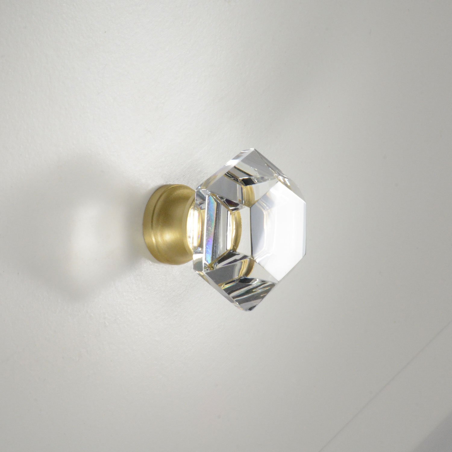 10 Pack Clear Glass Cabinet Knobs 1-1/4 inch (32mm) with Satin Brass Base - Elegant Hardware for Kitchen Cabinets, Dressers & Furniture - G-75 CKP Brand Glass Collection