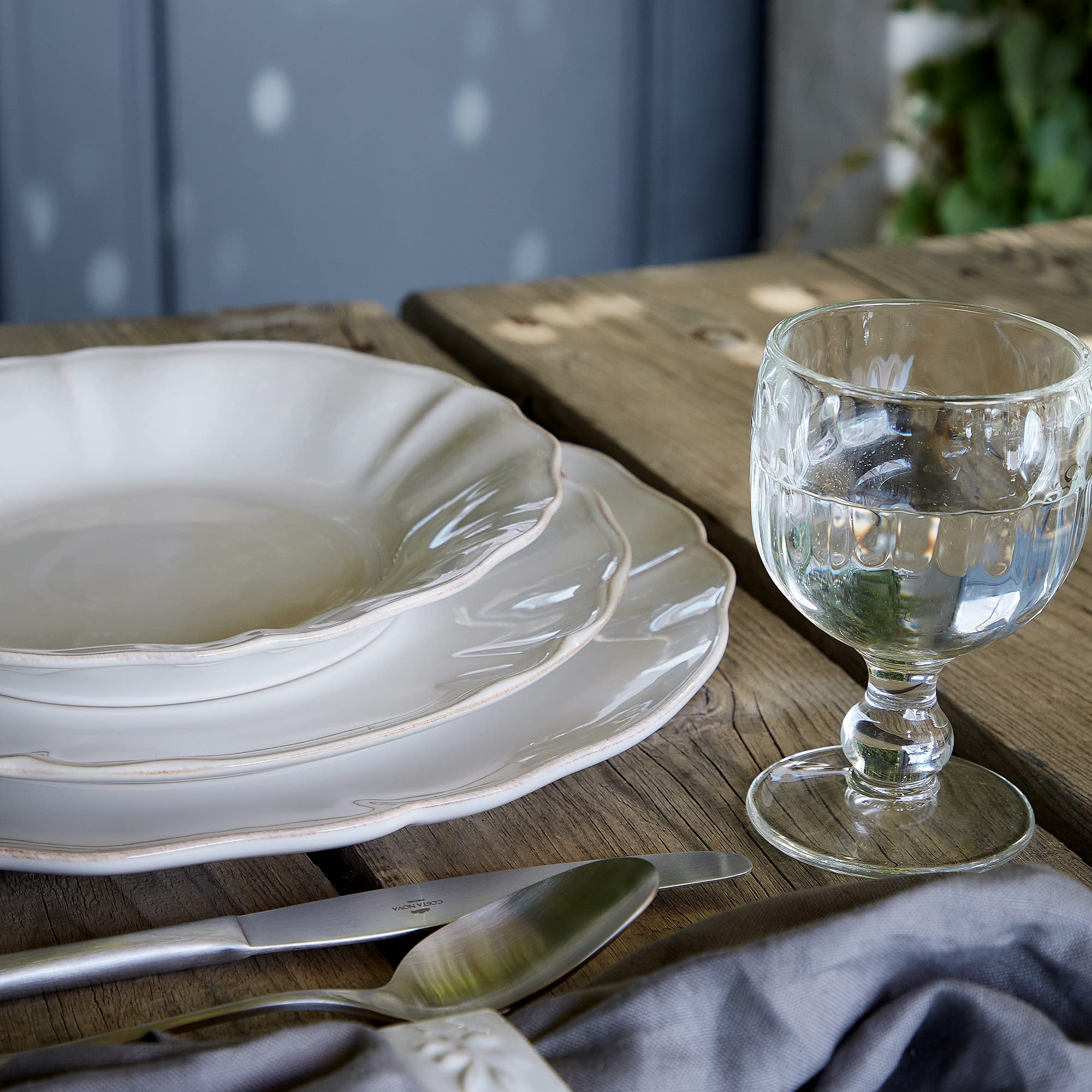 Costa Nova 13-Inch White Ceramic Charger Plate - Alentejo Collection | Microwave & Dishwasher Safe Stoneware Dinnerware | Food Safe Glazed Restaurant Quality Tableware | Perfect for Weddings, Fine Dining & Holiday Entertaining