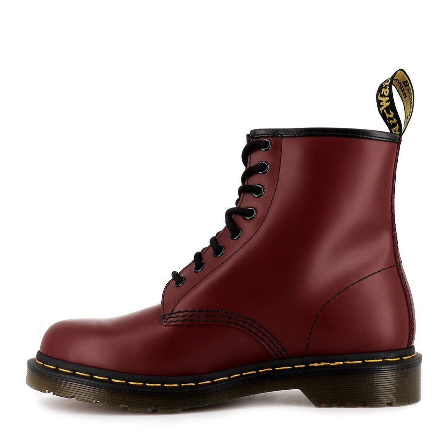 Dr. Martens 1460 Smooth Leather 8-Eye Boots - Cherry Red, Unisex Classic Combat Boots for Men & Women | Perfect for Punk, Goth, and Everyday Streetwear Fashion