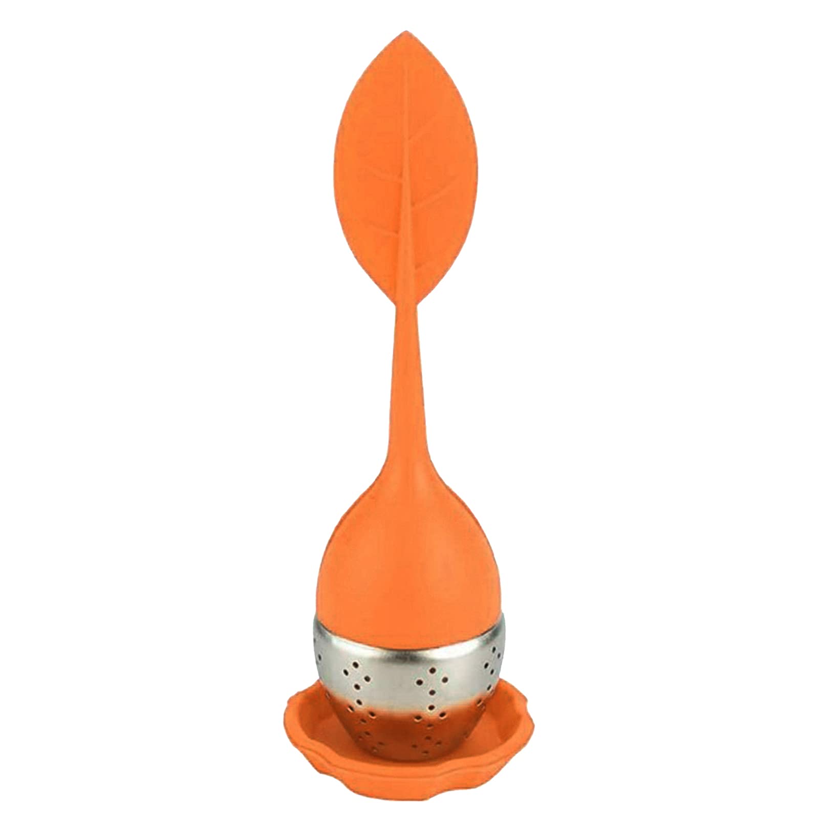 Premium Stainless Steel Tea Infuser with Fine Mesh & Silicone Lid - Reusable Tea Ball Strainer for Loose Leaf Tea - Orange - Perfect for Home, Office, or Travel Use