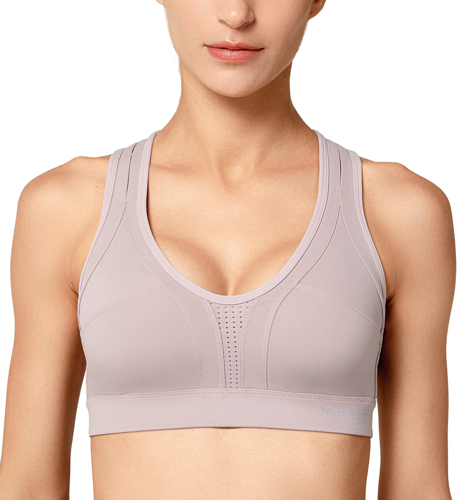 Yvette Women's High Impact Sports Bra - Criss Cross Back Support for Running, Workout & Fitness - Plus Size Activewear for Yoga, Gym & High-Intensity Training