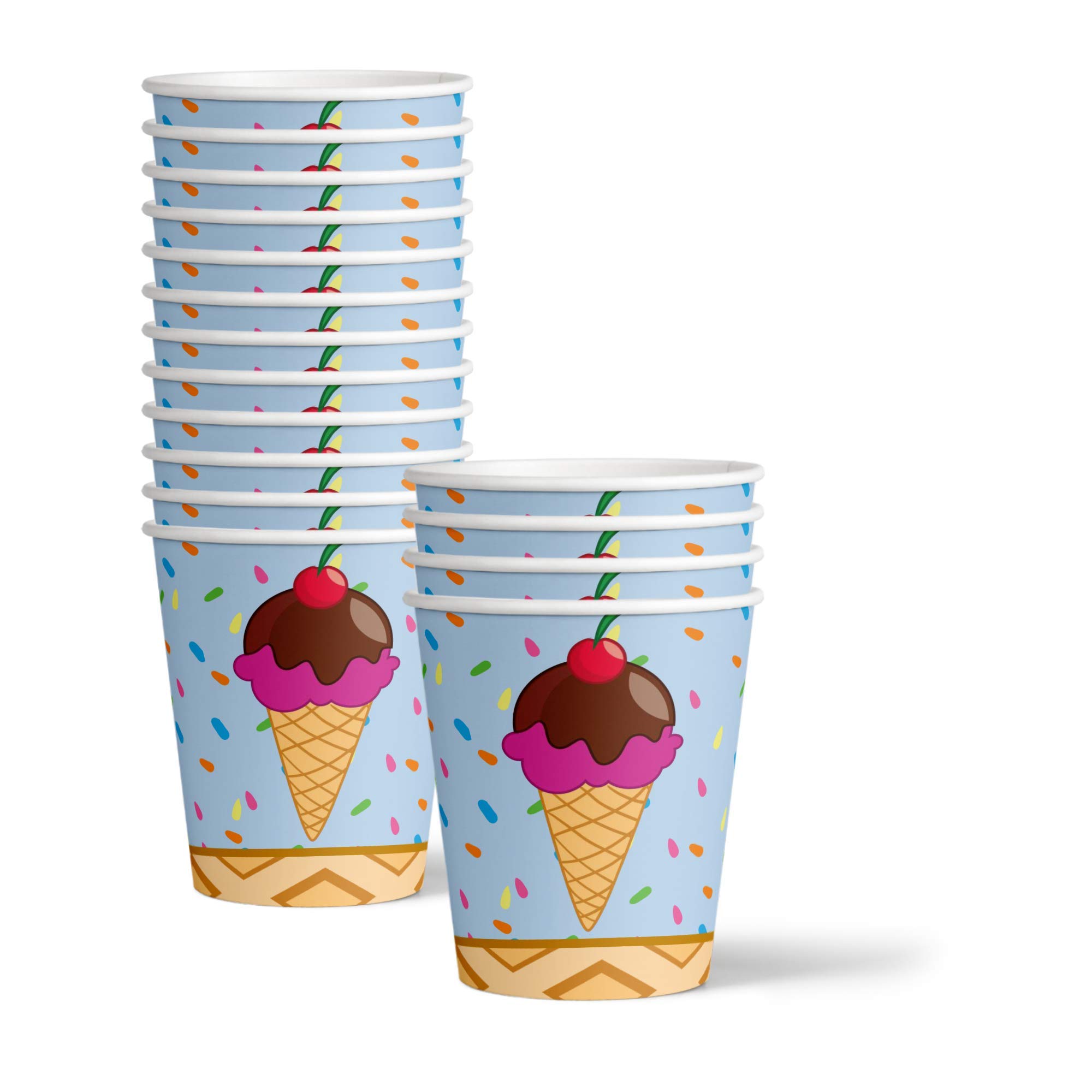 Ice Cream Party Decorations Kit for 16 Guests - Complete Birthday Party Supplies Set with Plates, Napkins, Cups & Sprinkles | Perfect for Ice Cream Shop Themed Celebrations, Kids Birthdays & Summer Parties