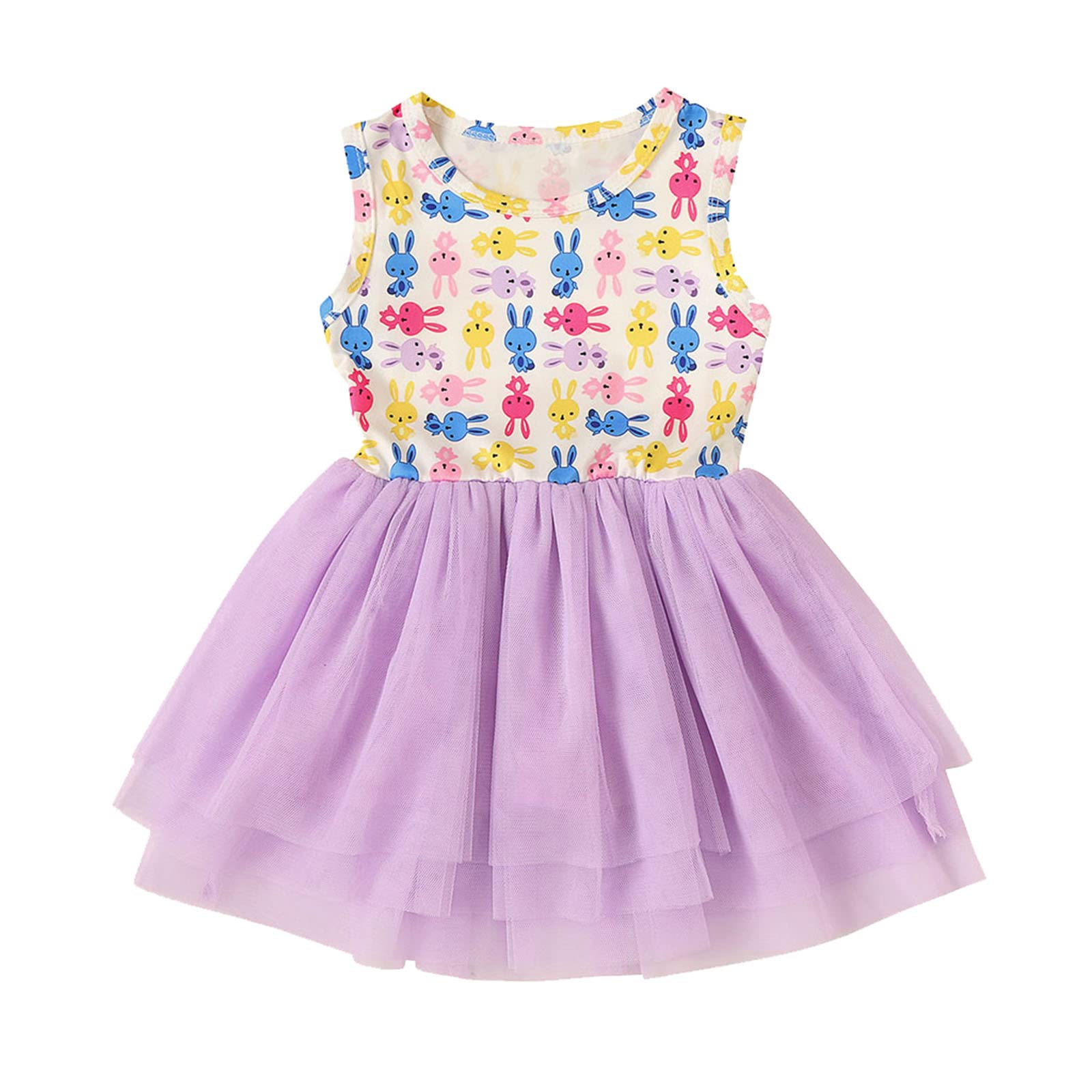 **Girls' Baby Toddler Dresses - Princess Bow Tulle Patchwork Bunny Dress for Easter, Spring & Special Occasions**
