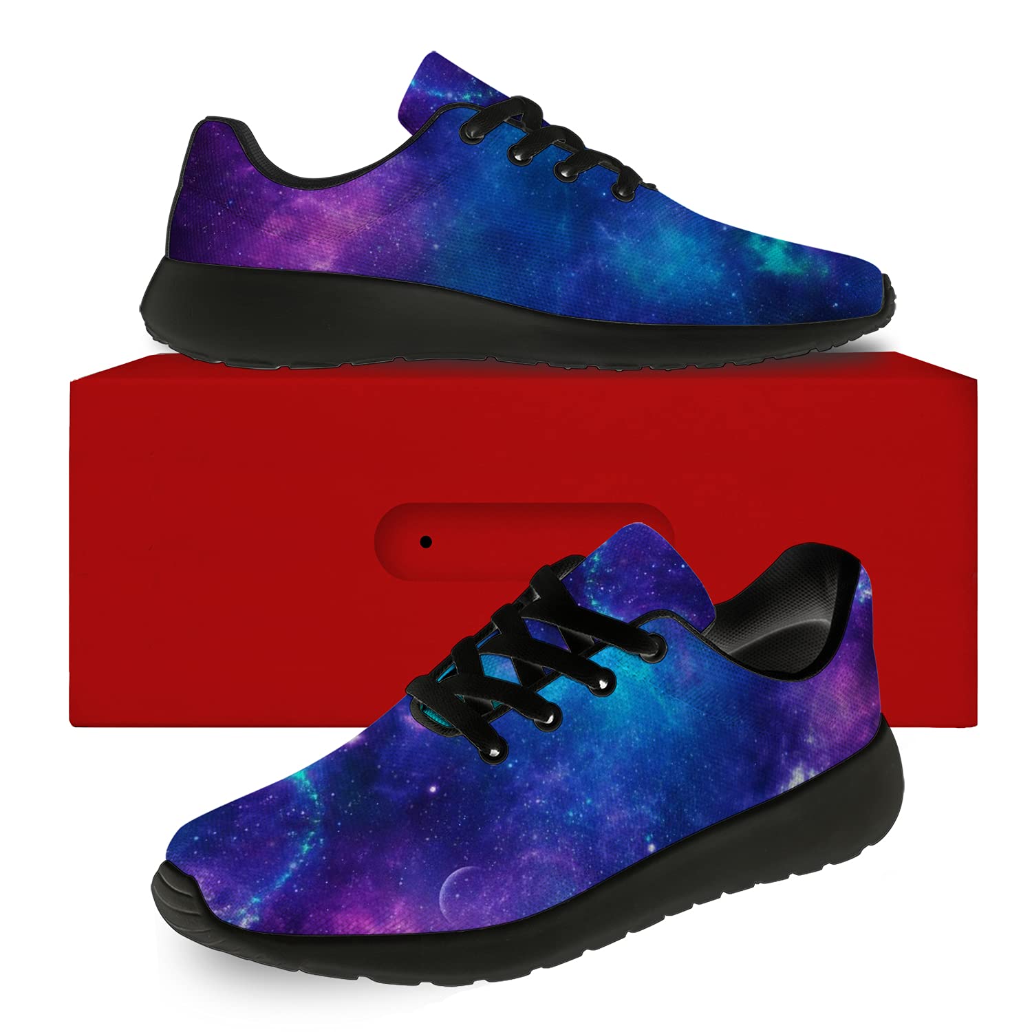 **Unisex Galaxy Print Running Shoes - Men's Size 9.5 / Women's Size 11 - Blue & Purple Cosmic Sneakers for Walking, Tennis & Casual Wear - Perfect Gift for Men & Women**    *(Use for jogging, gym workouts, outdoor activities, or stylish everyday wear.)*