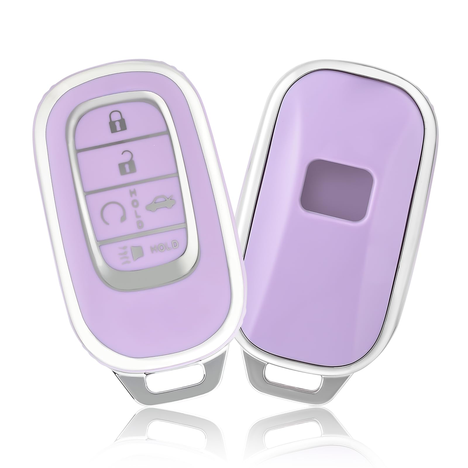 Premium Leather Key Fob Cover for Honda - Compatible with 2022-2023 Honda Civic, Accord, HR-V, CR-V, Pilot, Sport SI EX EX-L Touring (5 Buttons Smart Key Protector) - Durable Car Accessories in Elegant Purple | Perfect for Daily Use, Travel & Key Protection
