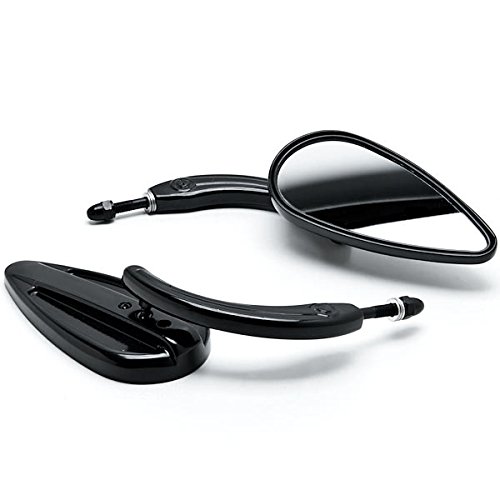 Krator Black Universal Motorcycle Mirrors - Compatible with Harley Davidson Electra Glide Classic - Durable Rearview Mirrors for Cruiser Bikes - Perfect for Highway Riding and Urban Commuting