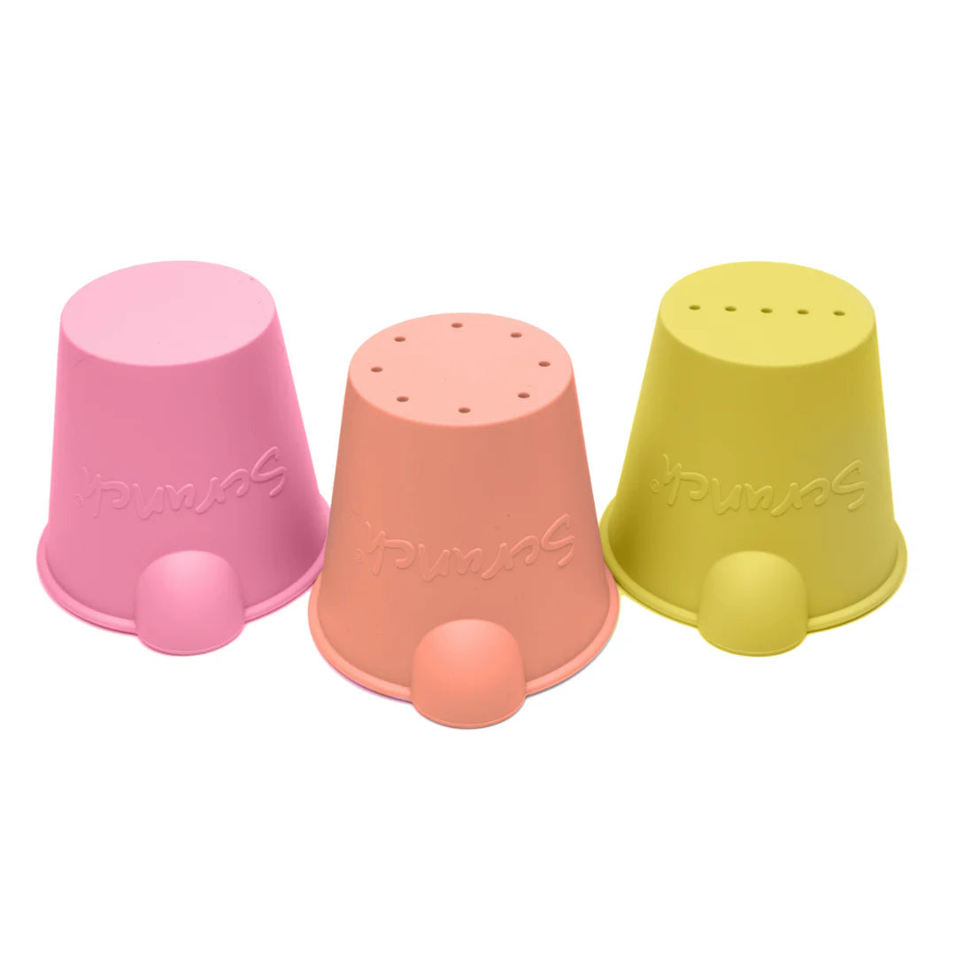 Scrunch Mini Bucket Sensory Play Set of 3 - Textured Sensory Toys for Kids, Toddler Learning & Development - Perfect for Bath Time, Beach Play & Sensory Bins