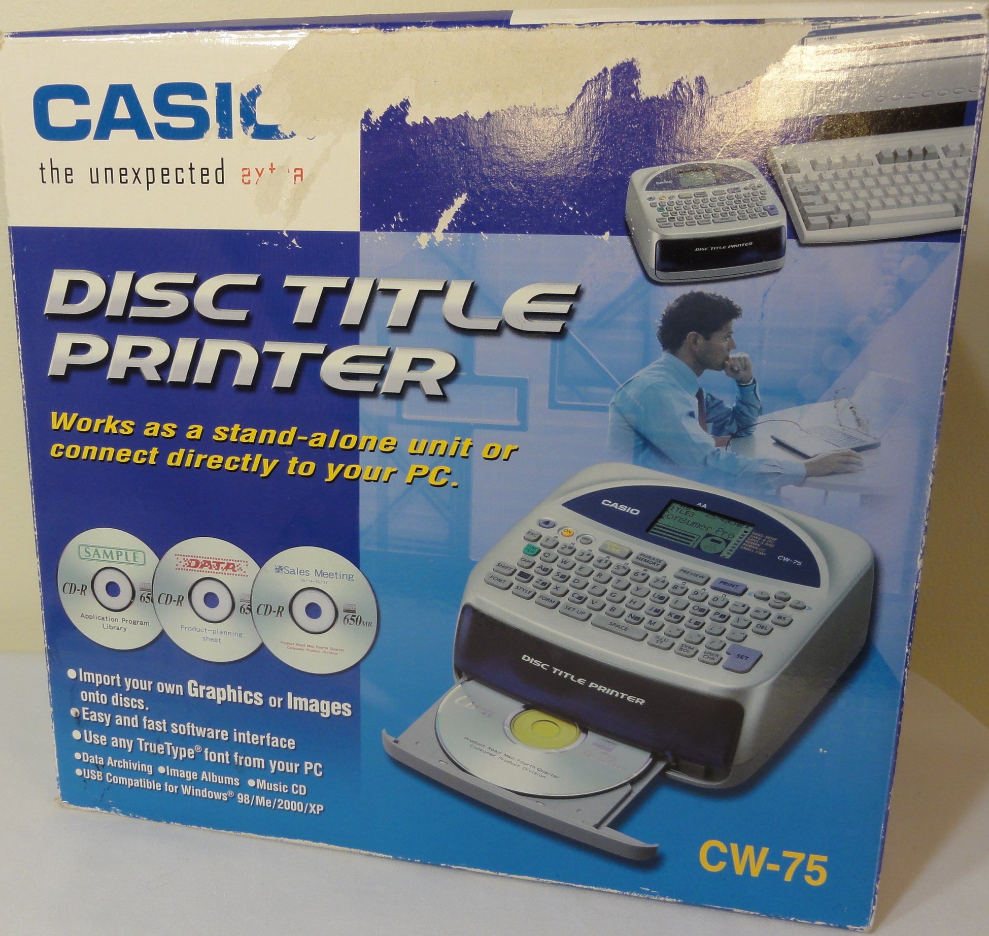 Casio CW-75 Disc Title Printer with Qwerty Keyboard - Perfect for CD/DVD Labeling, Music Collections & Data Archiving