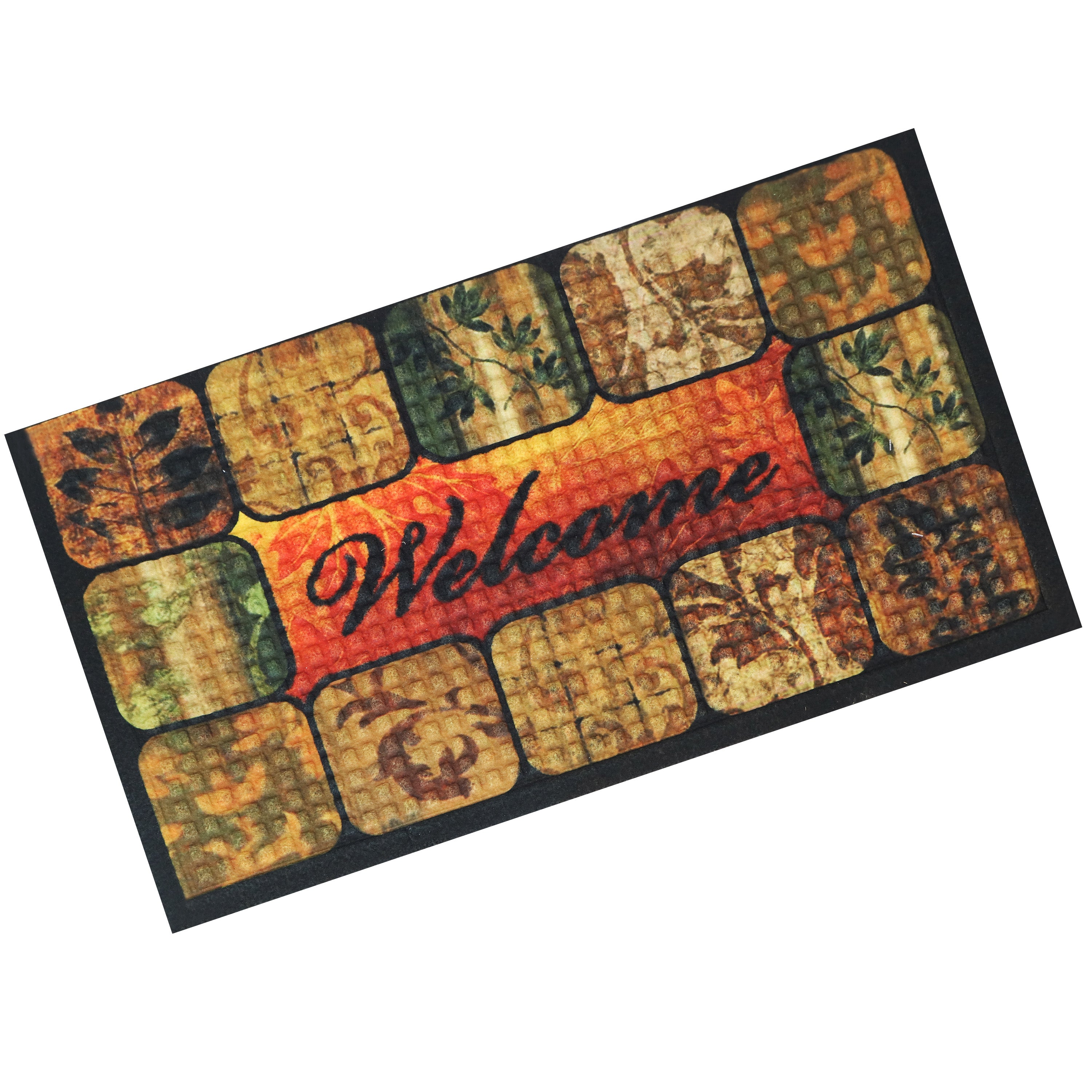 17.5 x 29 Inch Indoor Rubber Back Entrance Doormat - Brown Floral Design | Non-Slip, Durable & Easy to Clean | Perfect for Front Door, Back Door, Mudroom & Entryway Protection