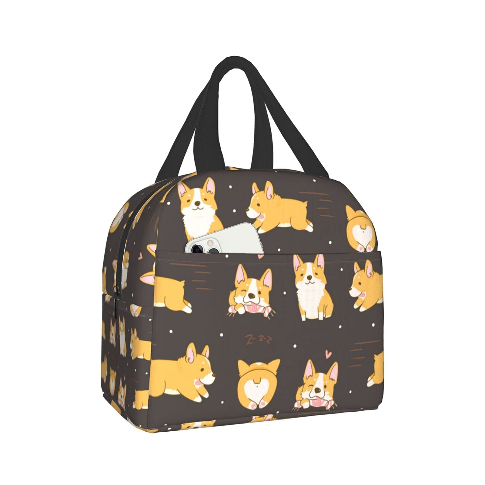 RIUARA Insulated Lunch Bag - Cute Corgi Design Thermal Cooler Tote for Women & Men - Perfect for Work, School, Picnic, Beach, Boating and Fishing Trips