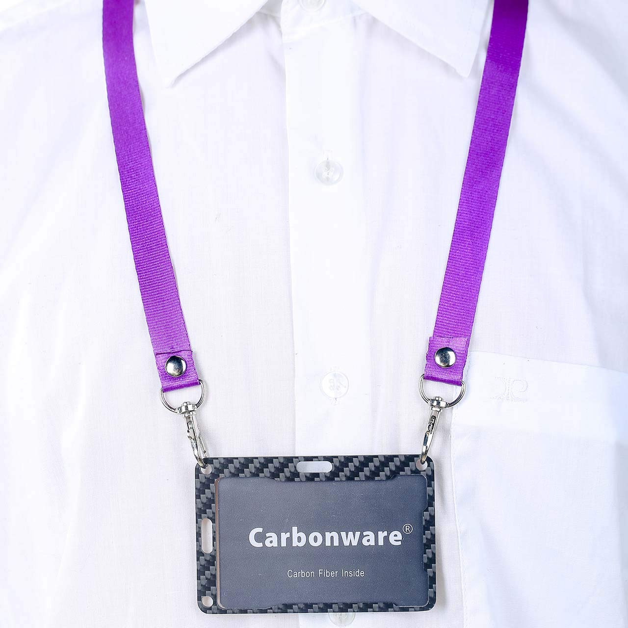 Premium Carbon Fiber ID & IC Badge Holder - Vertical & Horizontal Style for Bank, Security, Office Access Cards - Holds 2 Cards with Side Insert - Ideal for Workplace, Corporate Security & Business Professionals (10-Pack)