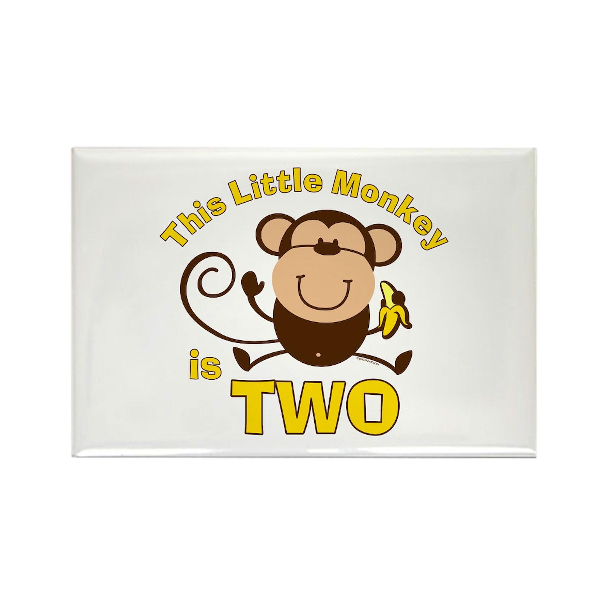 Little Monkey 2nd Birthday Boy Refrigerator Magnet - 3x2 Inch Rectangle Fridge Magnet for Kids Room Decor, Party Favors & Kitchen Organization