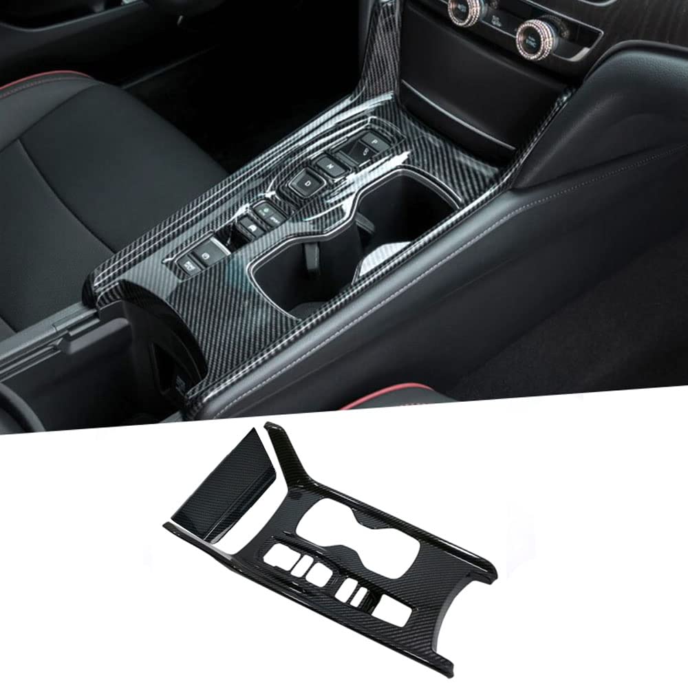 BOYUER ABS Carbon Fiber Center Console Trim for Honda Accord Hybrid 2018-2022 - 2-Piece Gear Shift Panel & Cup Holder Cover (Without Gear Lever) | Interior Upgrade for Enhanced Style & Protection