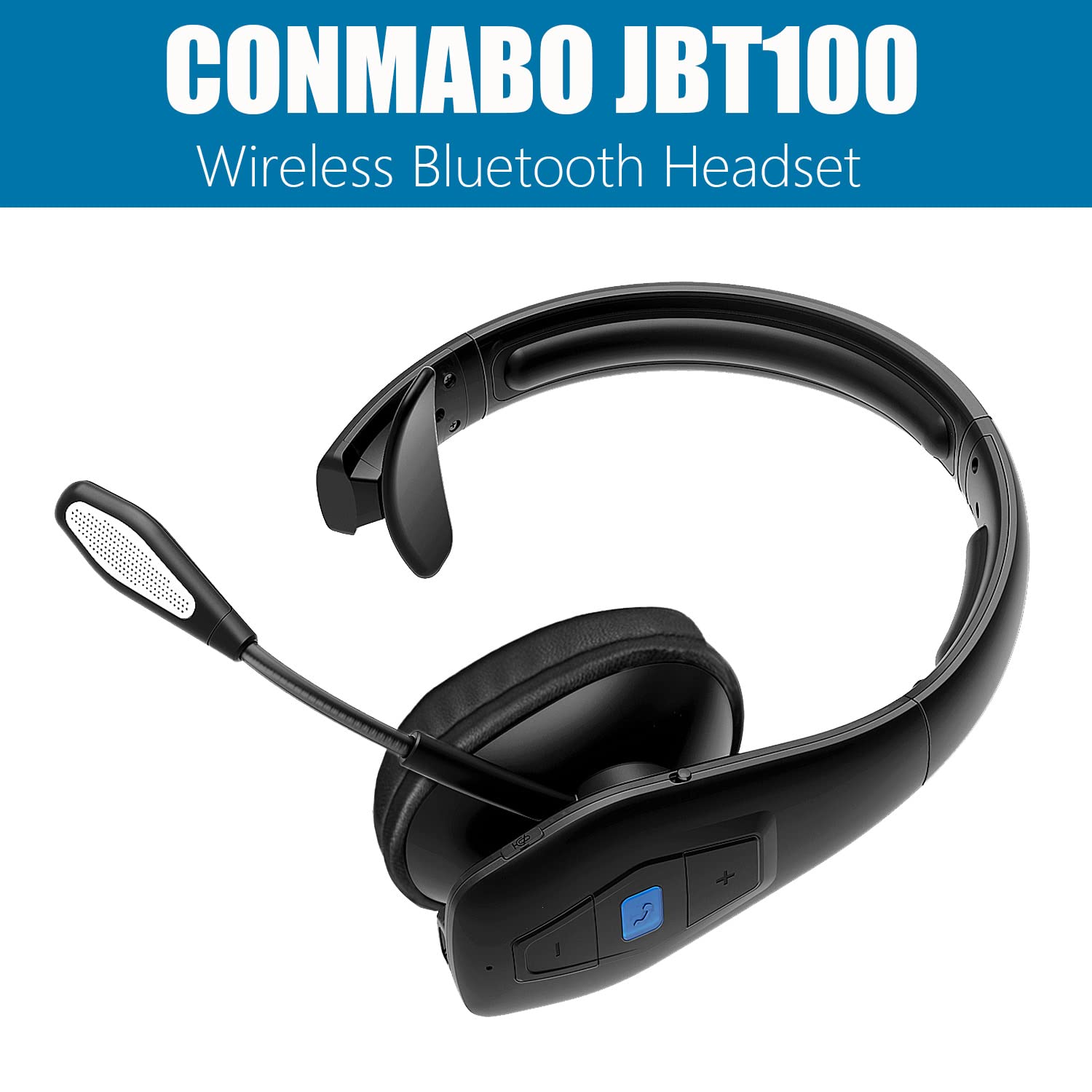 Conambo 2024 Upgraded Bluetooth Headset with Microphone - Trucker Headset with CVC8.0 Dual Mic Noise Cancelling & Mute Button, 35 Hours HD Talktime Wireless Headphones for Drivers, Home Office, Online Meetings & Gaming