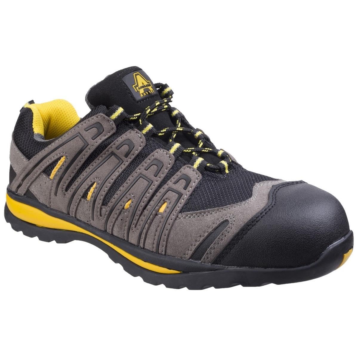 Men's FS42C Safety Sneakers - Black Mesh Work Shoes, UK Size 11 (EU 46, US 12) - Slip Resistant & Breathable for Construction, Warehouse & Industrial Work