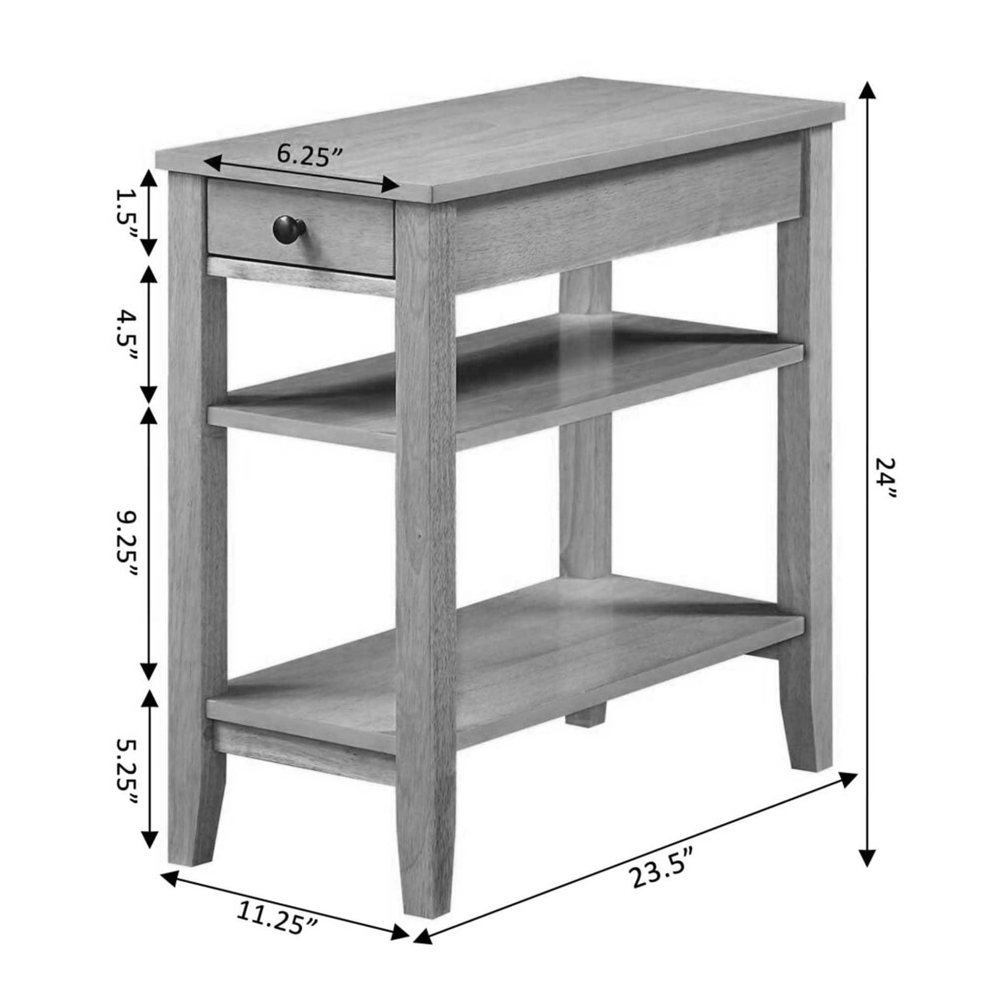 Convenience Concepts American Heritage Chairside End Table with Drawer - 23.5 Inch Classic Living Room Side Table with Storage Shelf | Bedroom Nightstand | Natural Wood Finish | Perfect for Living Room, Bedroom & Home Office