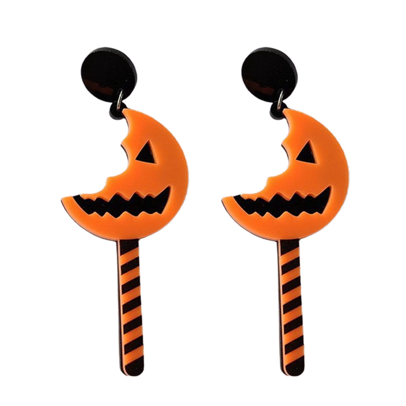 Stylish Halloween Pumpkin Moon Acrylic Dangle Earrings for Women - 1 Pair Trendy Stud Earrings for Party, Costume & Fall Fashion Jewelry Accessories