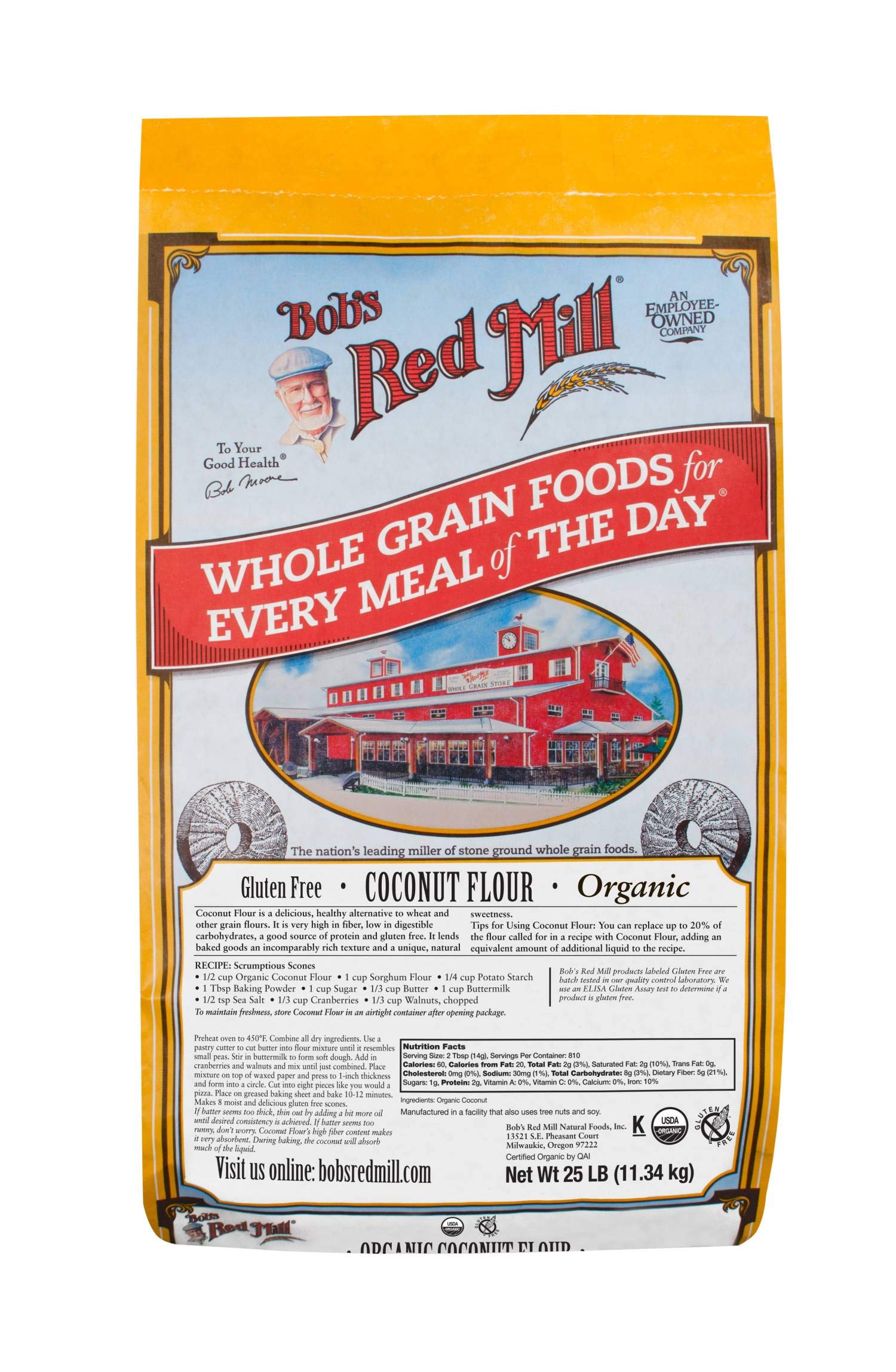 Bob's Red Mill Organic Coconut Flour, 16 oz (1 lb) - Gluten-Free, Non-GMO, Keto & Paleo Friendly - Perfect for Baking, Smoothies & Healthy Recipes