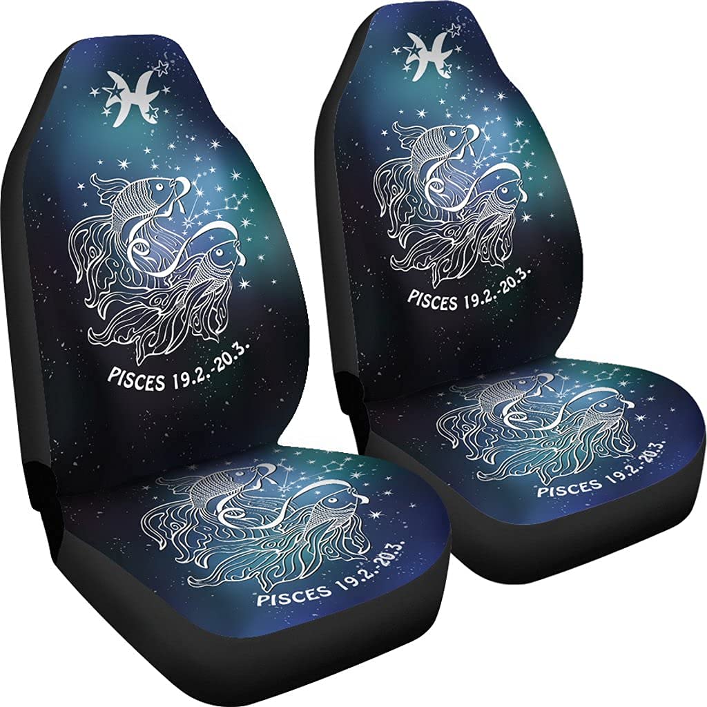 Pisces Zodiac Car Seat Covers Set of 2 - Custom Car Seat Protectors for Front Seats - Perfect for Astrology Enthusiasts and Car Interior Protection