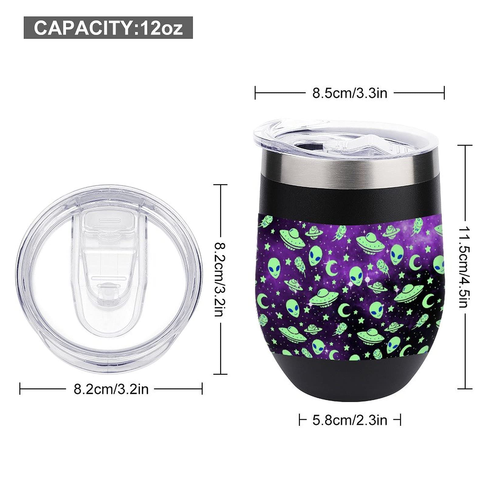 Galaxy Alien Vacuum Insulated Wine Tumbler - Stainless Steel Travel Mug for Coffee & Wine On-the-Go