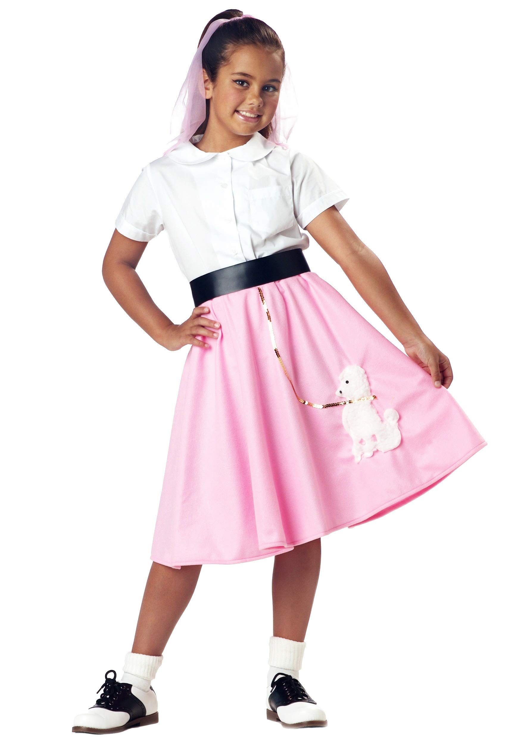 Vintage Pink Poodle Skirt Costume for Girls - 1950s Retro Party Dress for Halloween, Sock Hop, Themed Birthday & Dress Up Play
