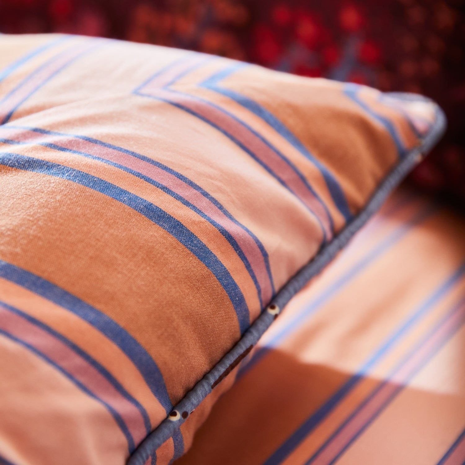 Samode Stripe Cushion Cover - Soft Bohemian Decorative Pillow Case for Sofa, Bed, Chair - Cinnamon Brown & White Striped Design - Perfect for Living Room, Bedroom, Nursery Decor