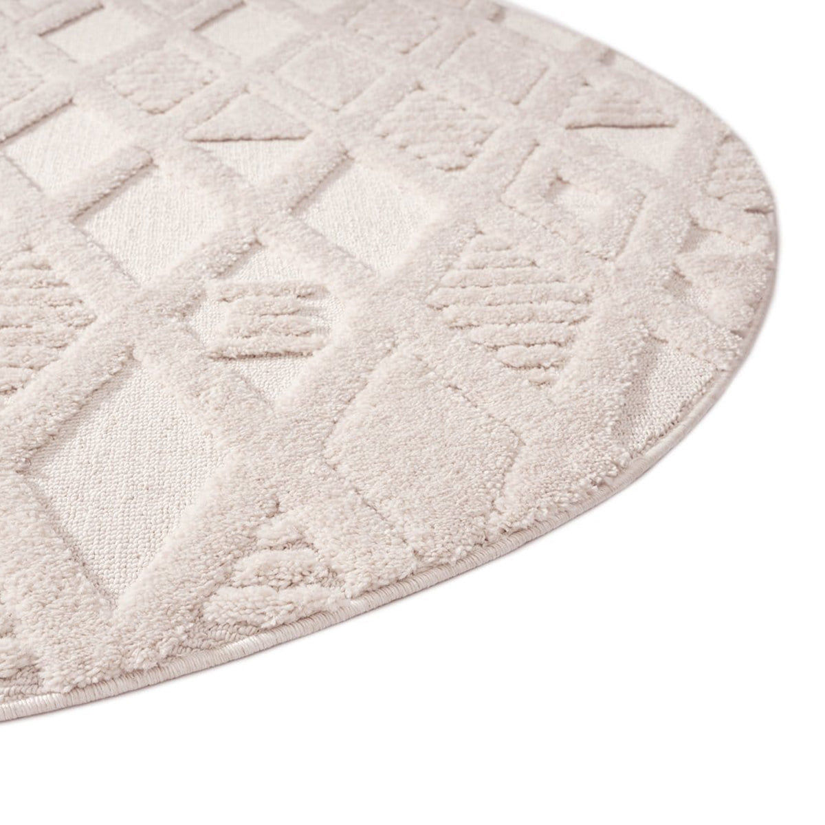 Kira Diamond Detail Textured Rug - Soft Non-Slip Area Carpet for Living Room, Bedroom & Nursery - Boho Chic Home Decor
