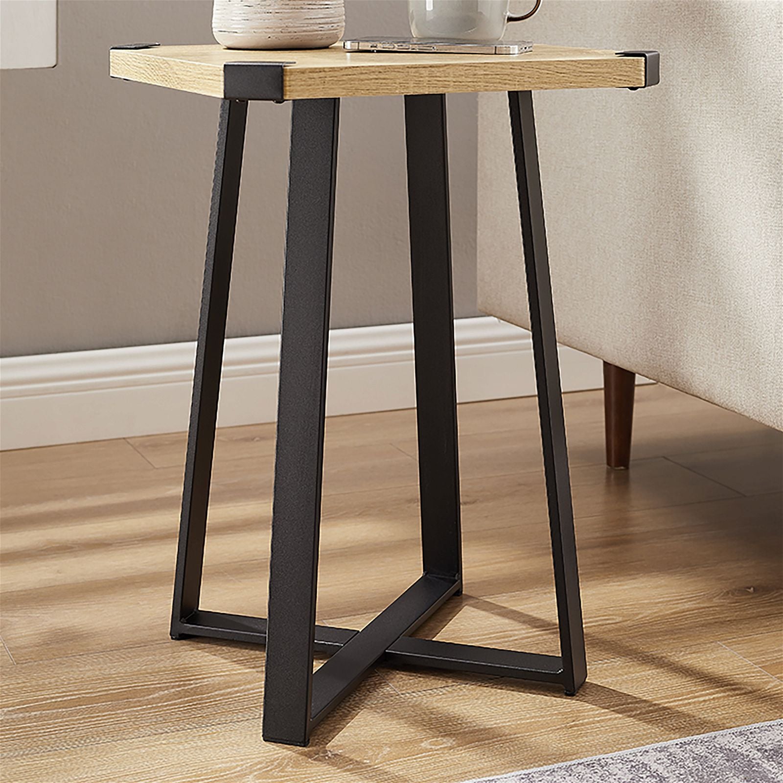 Criterion Oak Black Capri Square End Table - Modern Side Table for Living Room, Bedroom, or Office