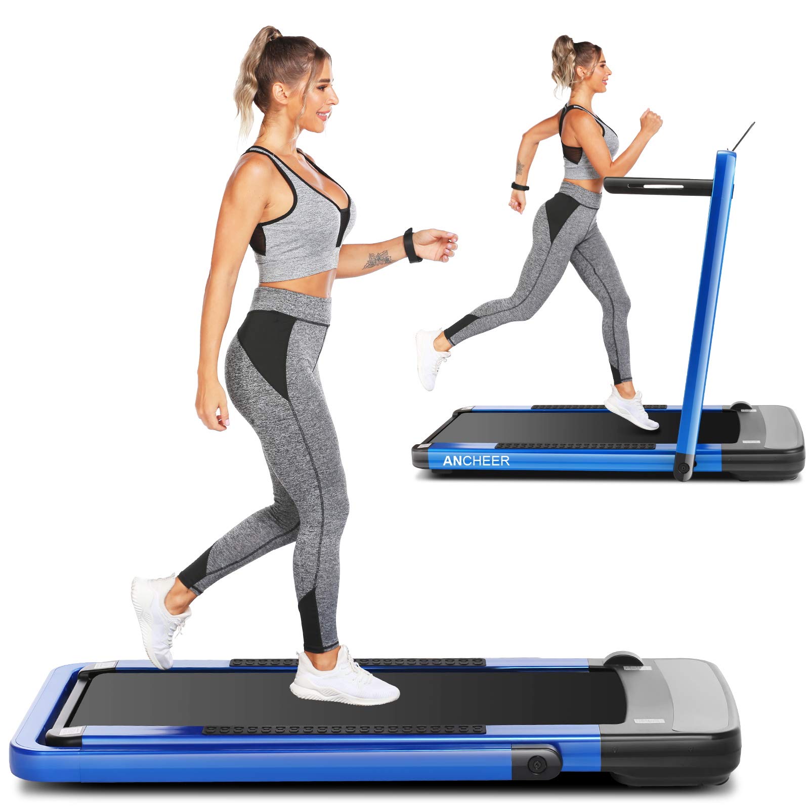ANCHEER 2-in-1 Foldable Treadmill with APP & Remote Control - Under Desk Walking Pad & Portable Running Machine for Home, Gym, Office - Compact Space-Saving Design for Workouts While Working or Watching TV
