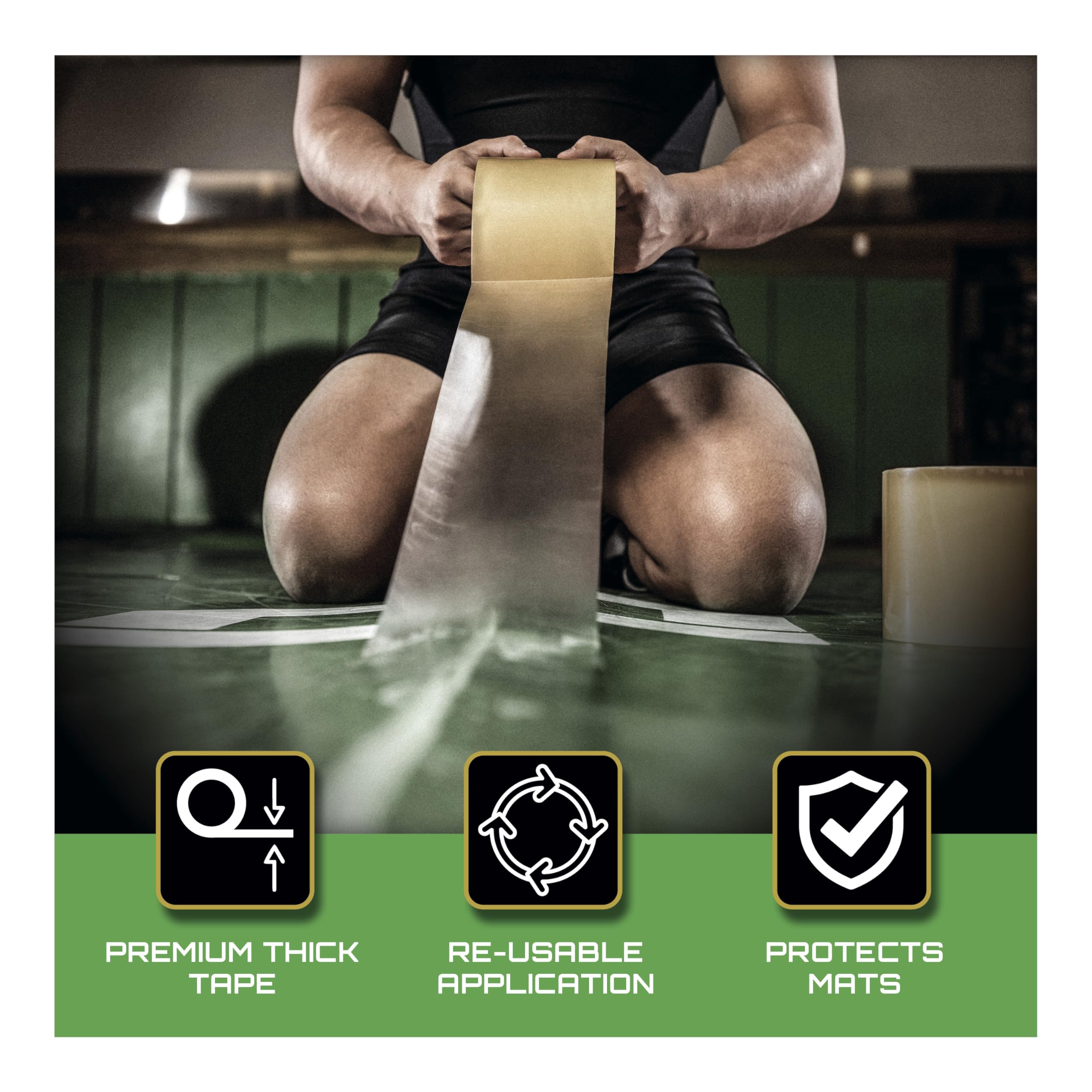 Matman Wrestling Mat Tape - Ultra Strong Adhesive Vinyl Tape for Wrestling, Jiu Jitsu, MMA & Exercise Mats | Clear Gym Floor & Home Mat Tape | 3