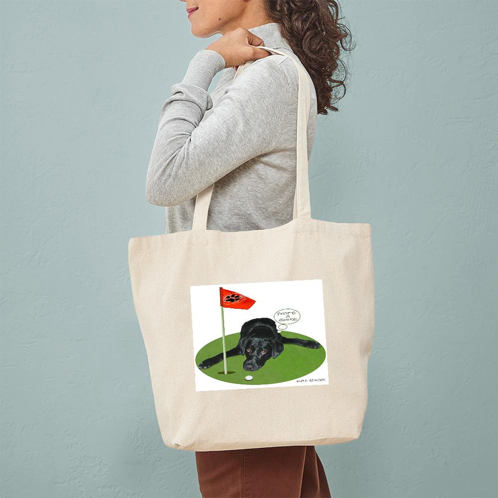 Black Lab Golfer Canvas Tote Bag - Eco-Friendly Reusable Shopping Bag for Golfers & Dog Lovers | Perfect for Groceries, Beach Trips & Daily Use