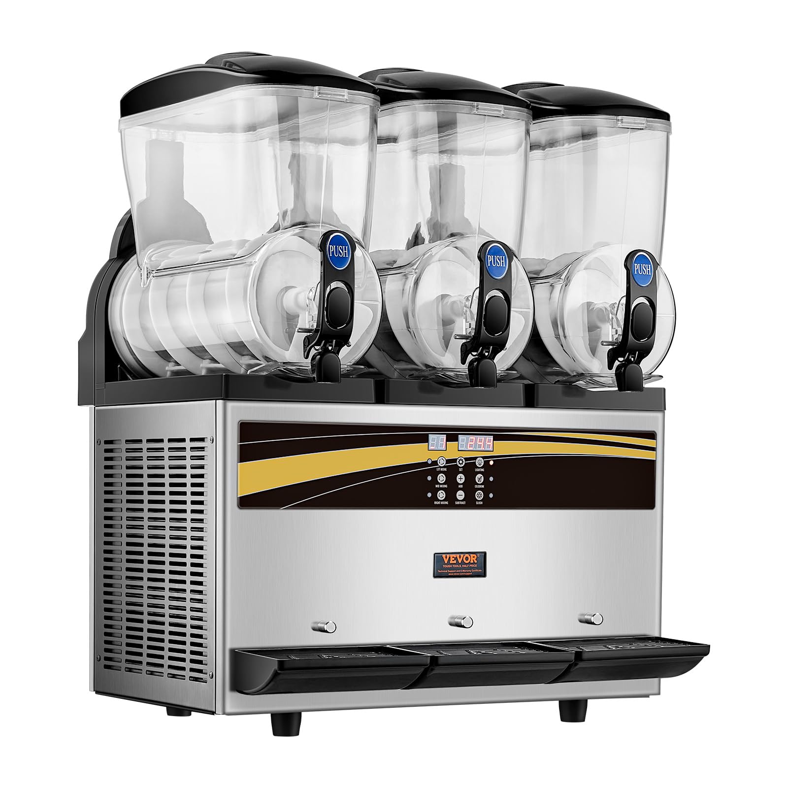VEVOR Commercial Margarita Machine 15L x 3 Triple Tank Slushie Maker - Stainless Steel Frozen Drink Machine for Margaritas, Smoothies & Slushies (180 Cups Capacity) - Perfect for Home Parties, Restaurants, Cafes & Bars