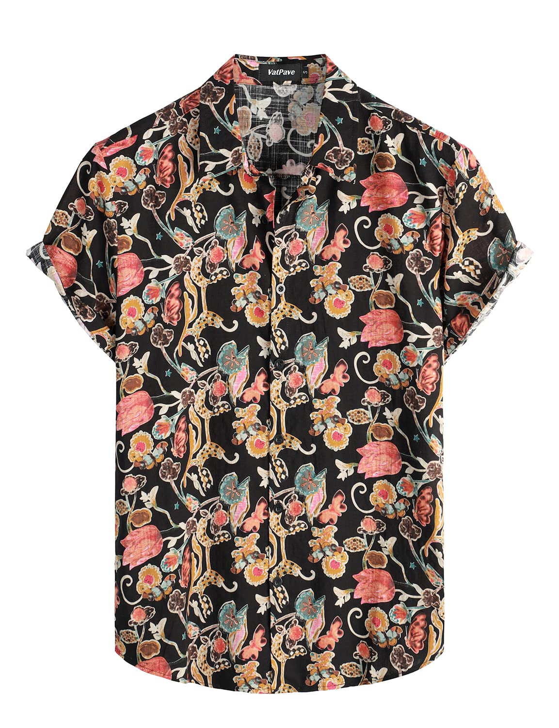 VATPAVE Men's Summer Tropical Shirts - Short Sleeve Button Down Hawaiian Aloha Shirts for Beach Vacation & Casual Wear